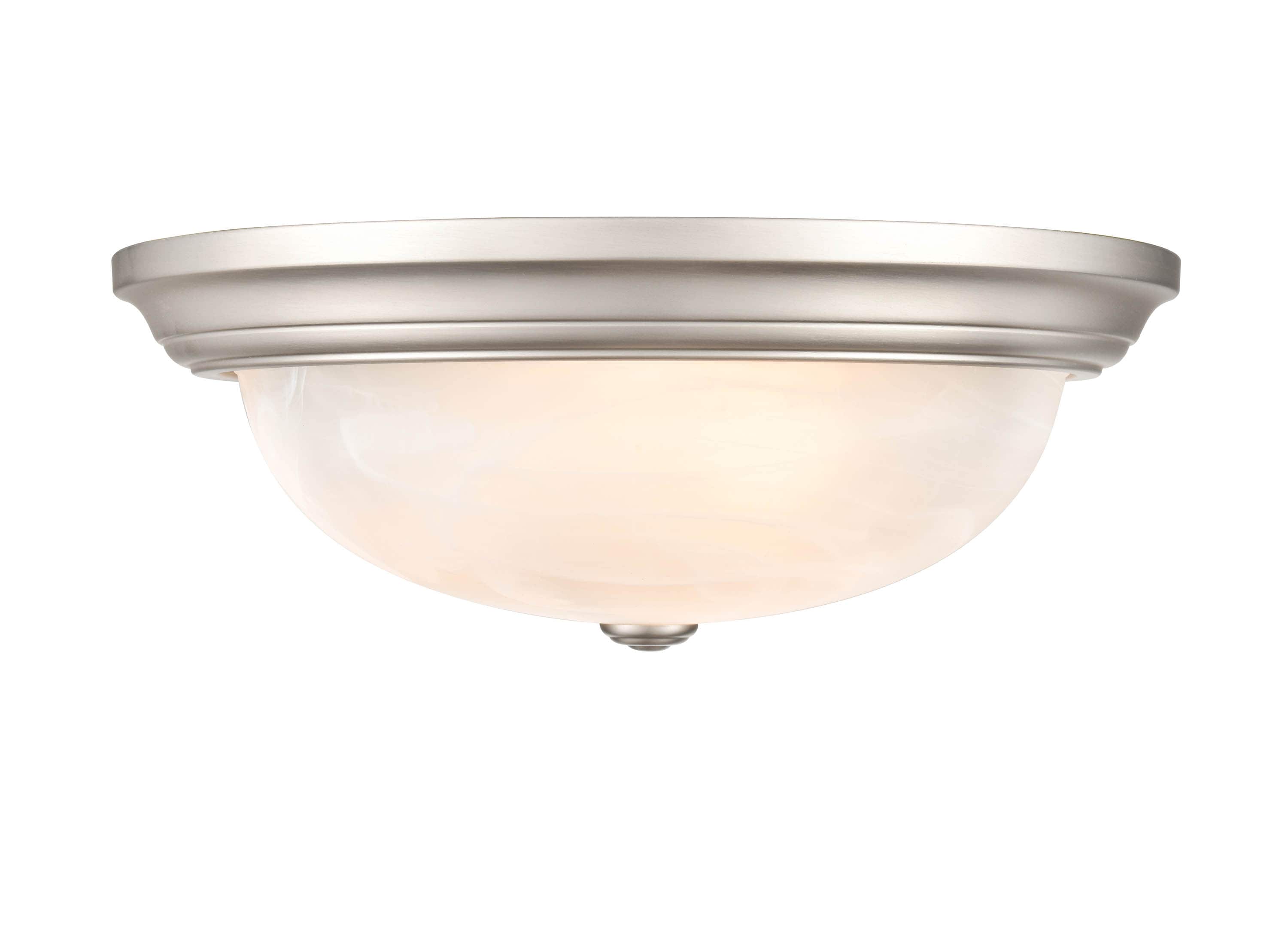 Sleek Satin Nickel 3-Light Indoor/Outdoor Flush Mount Bowl