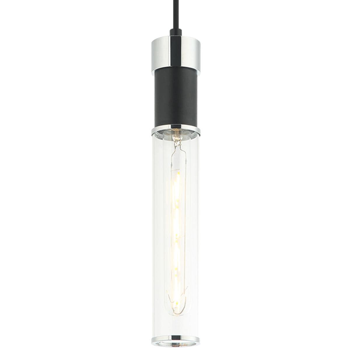 Matteo 2339006 Lighting C61201MBCH Tubo Pendant Matte Black and Chrome