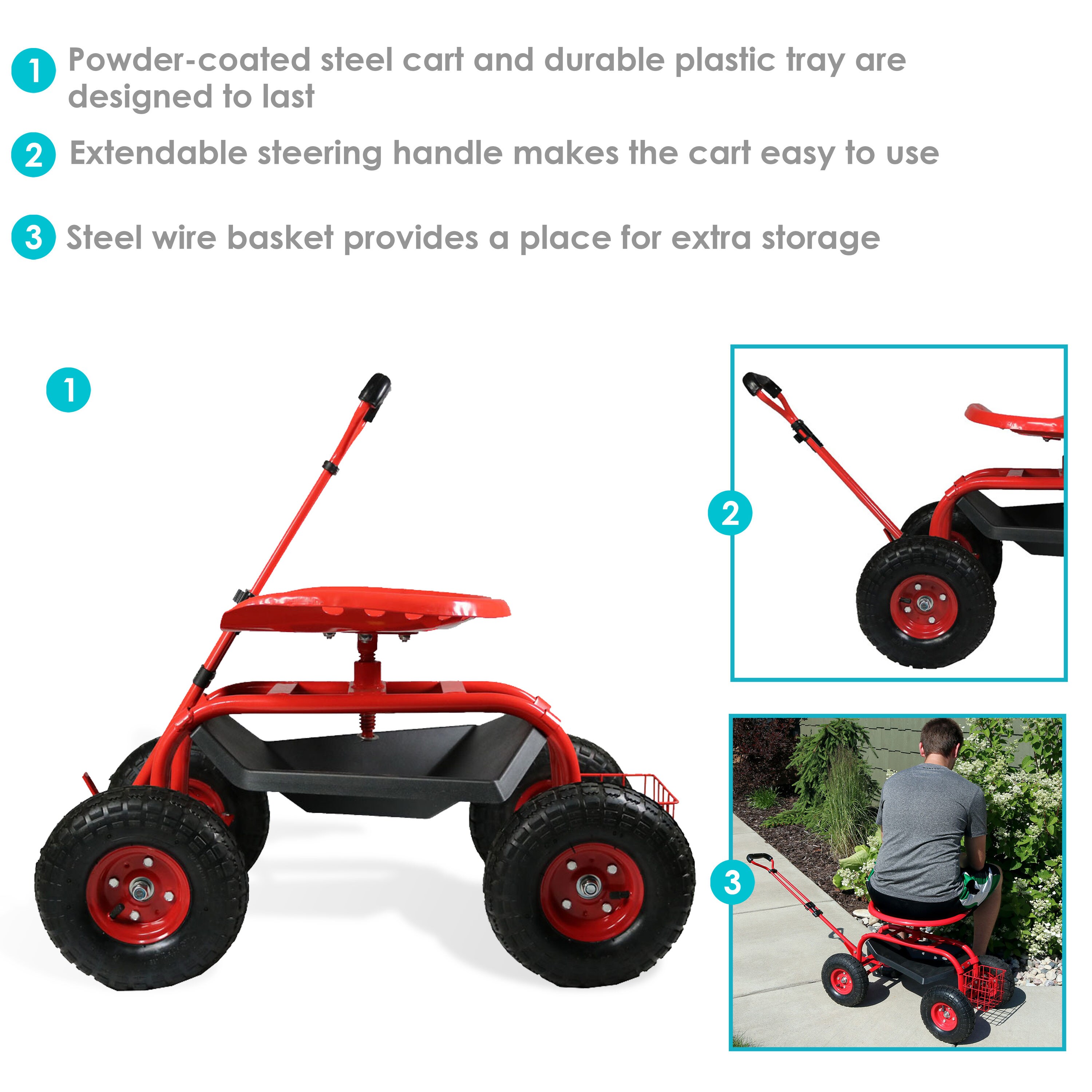 Sunnydaze Decor QH-ESRC004-RD Yard-Carts - View #3