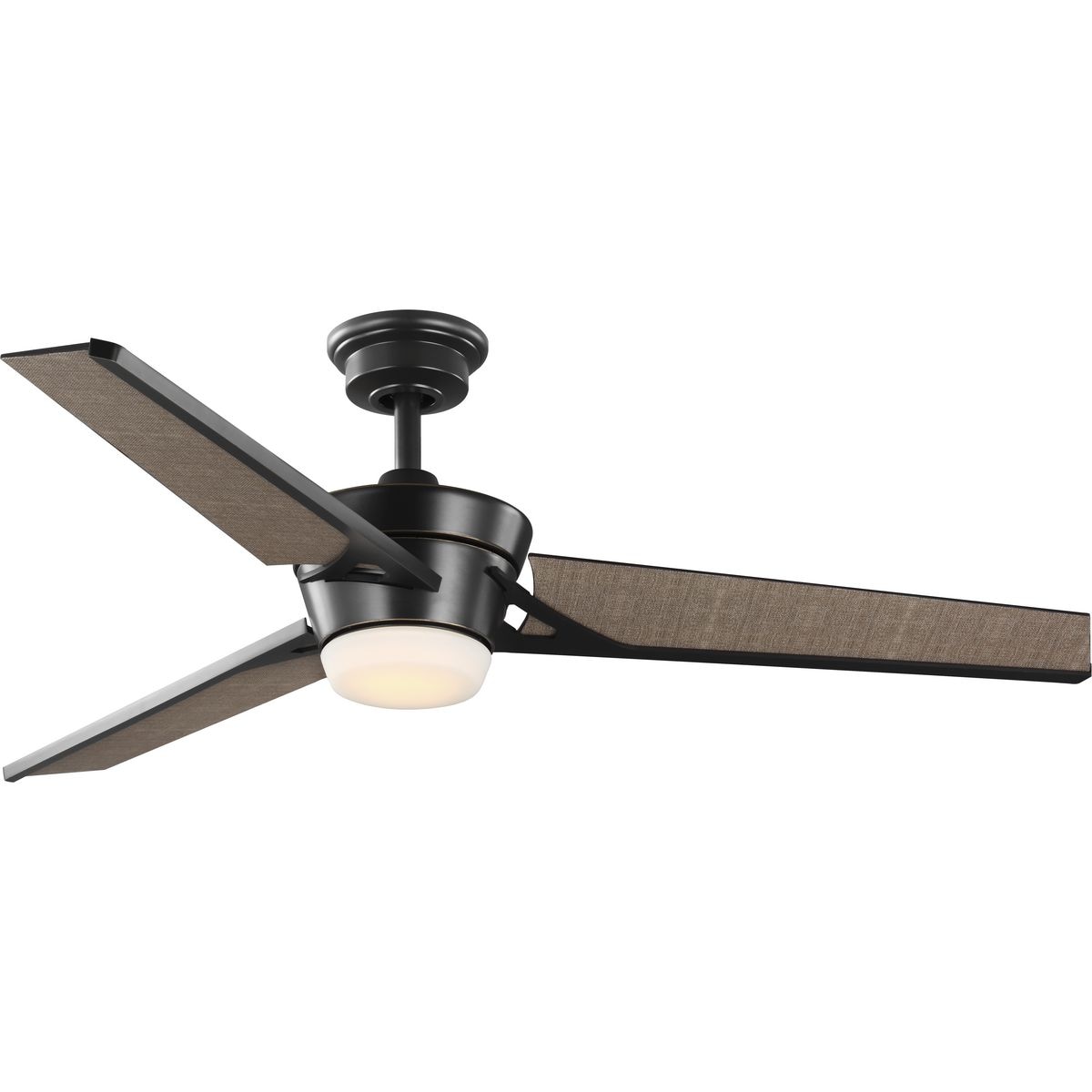Progress Lighting P250072-108-30 Kasota 56-in Integrated LED Outdoor Oil Rubbed Bronze with Tan Linen Blades Propeller Ceiling Fan With Light - Remote Included ( 3 -Blade )