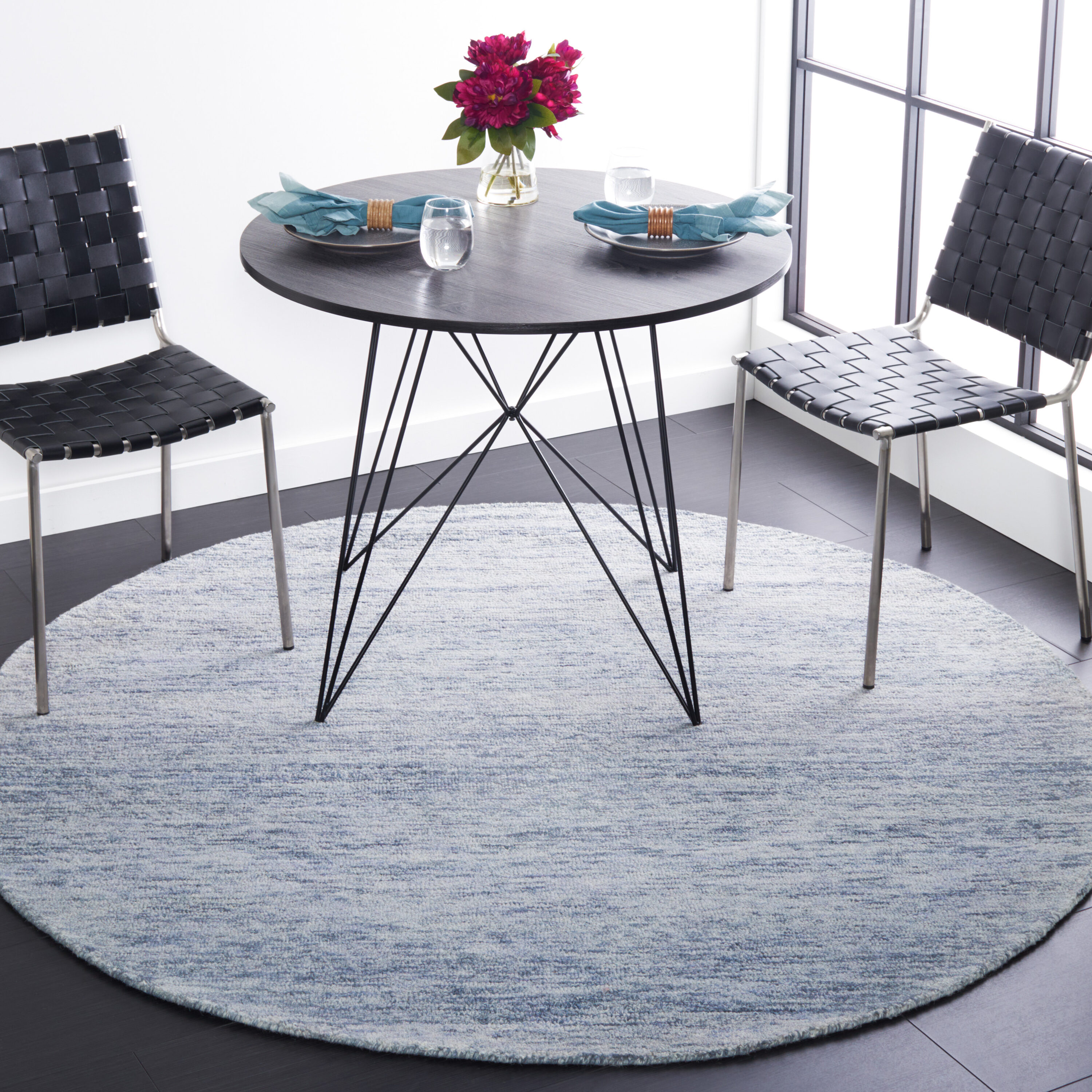  Metro 152 Blue Solid / Tonal 6Ft x 6Ft Round Rug