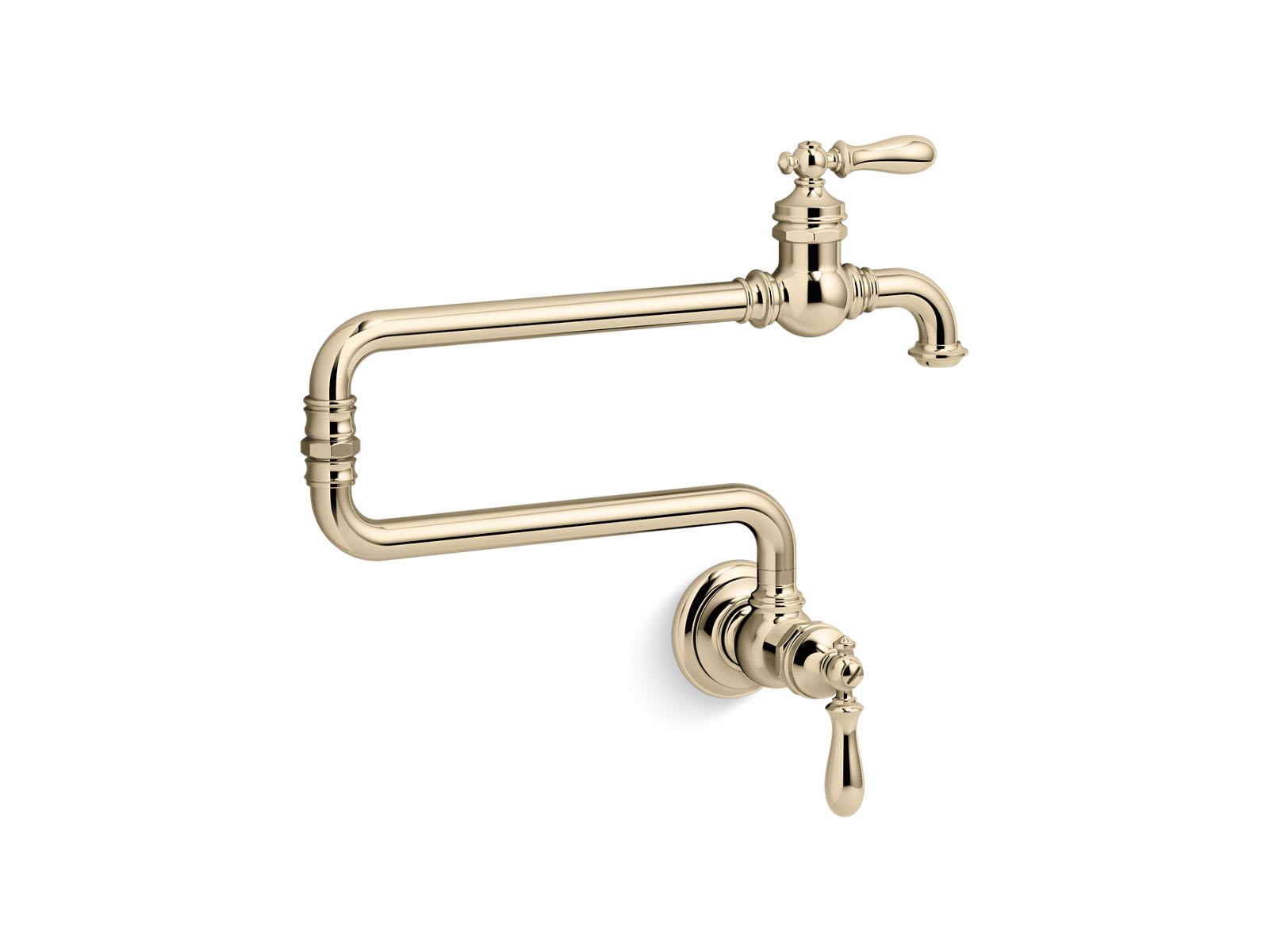 KOHLER 99270-AF Artifacts 3.2 GPM Wall Mount Pot Filler in Vibrant French Gold with Lever Handles