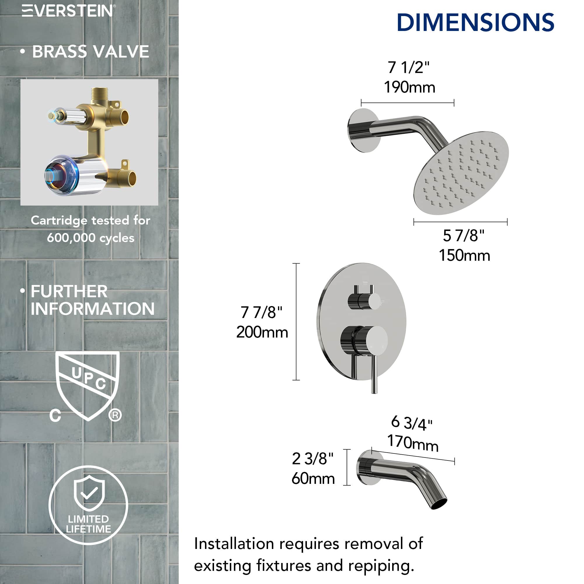 EVERSTEIN SFS-1173-CH Tub-Shower-Faucets - View #10