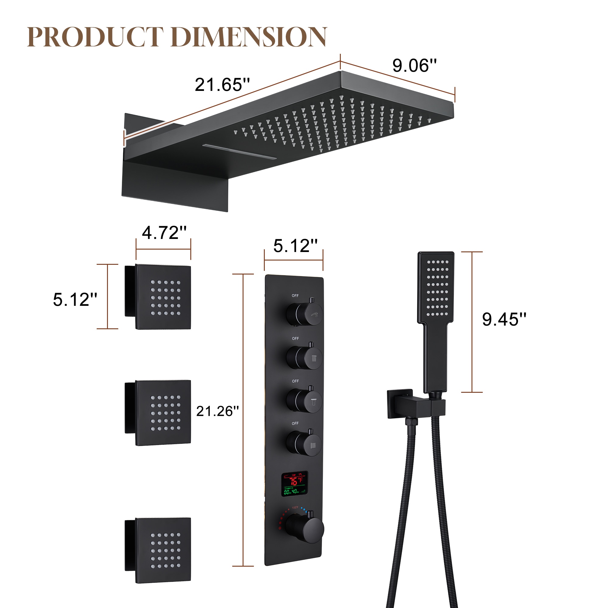 CASAINC KCHS0021-LEDBN Showerhead-Bar-Panels - View #9