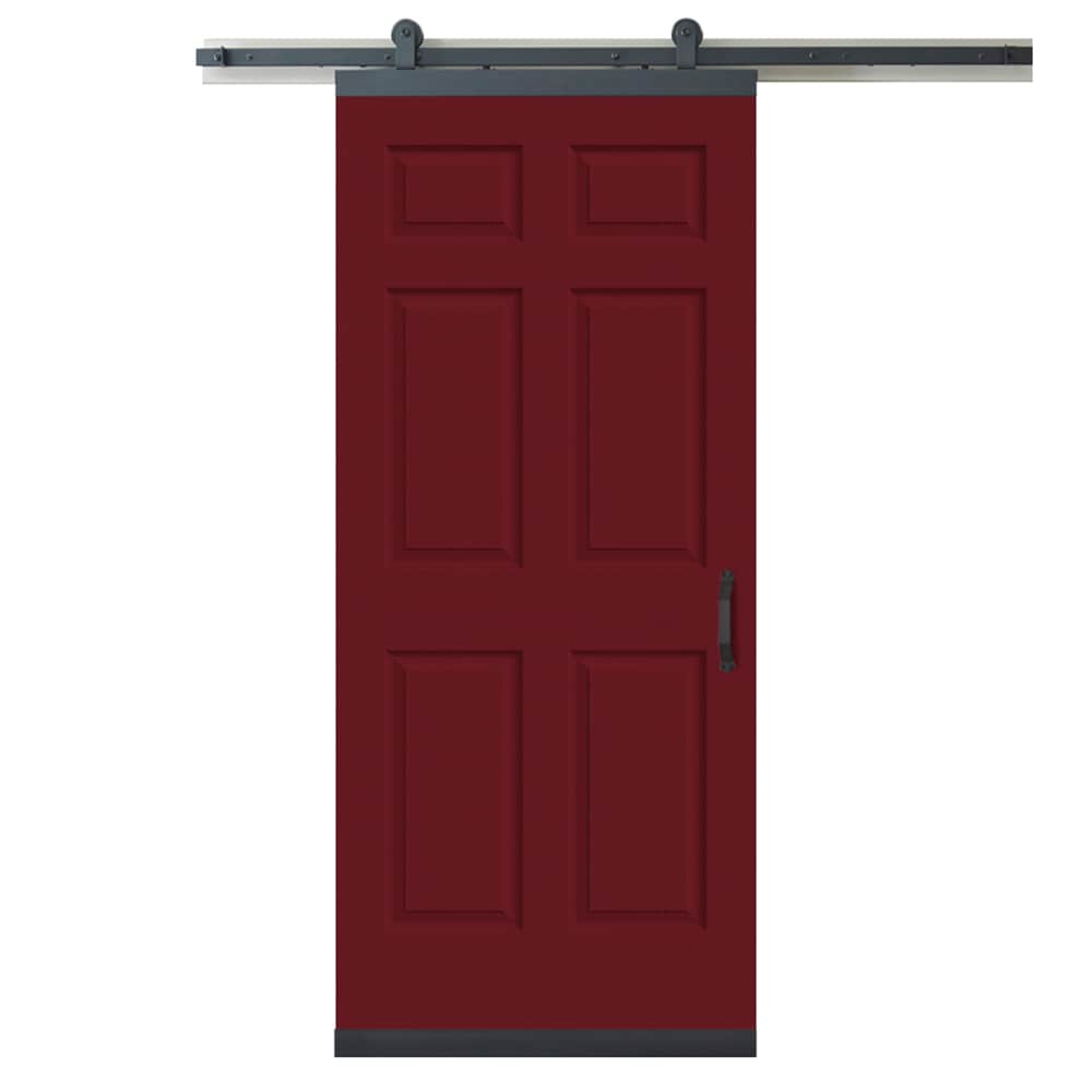 RELIABILT LO1344959 36-in x 80-in Barn Red Molded composite Solid core Single Barn Door (Hardware Included)