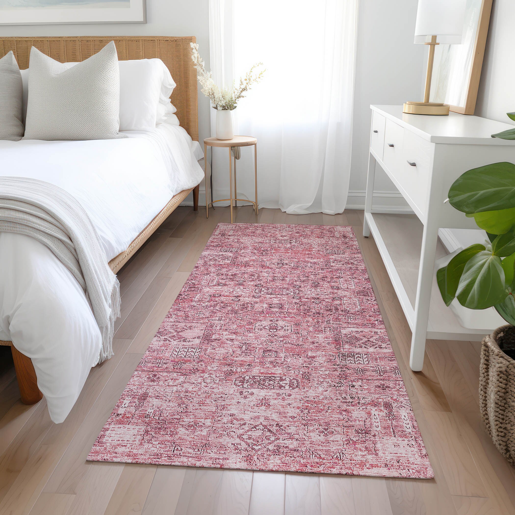 Addison Rugs ACN611PI2X8 Chantille ACN611PI 2 x 7 (ft) Polyester Pink Rectangular Indoor/Outdoor Abstract Machine washable Runner rug