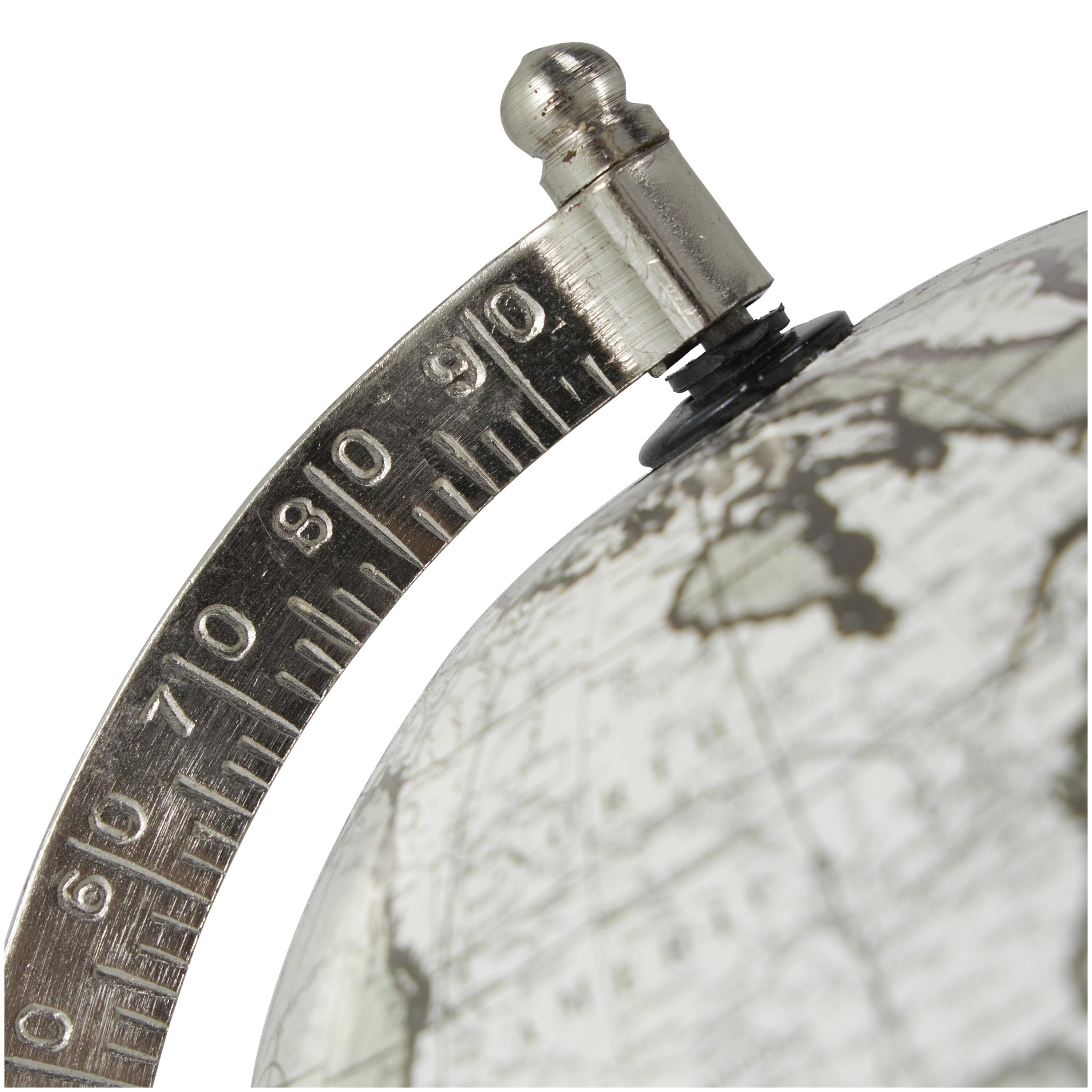Contemporary White Marble Globe with Silver Accents