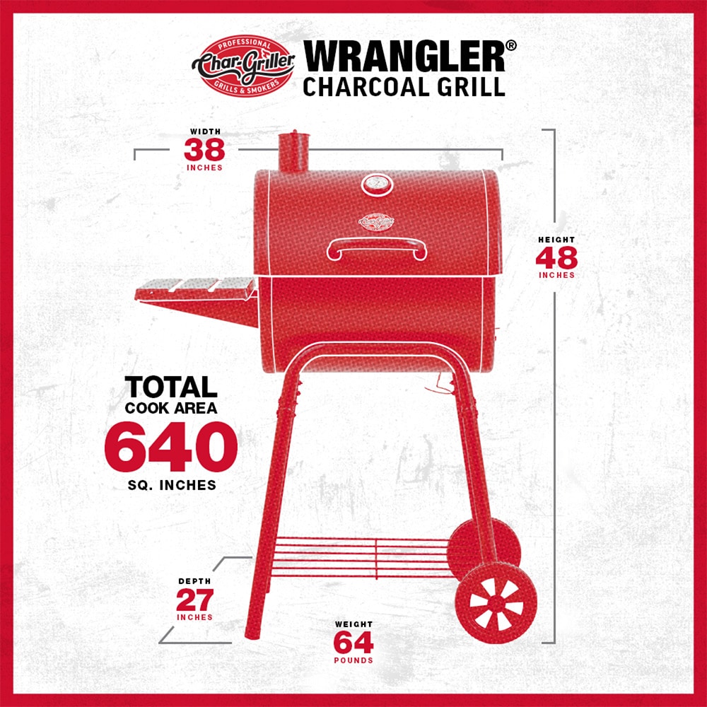 Char-Griller Wrangler 23-in Black Barrel Charcoal Grill In The Charcoal ...