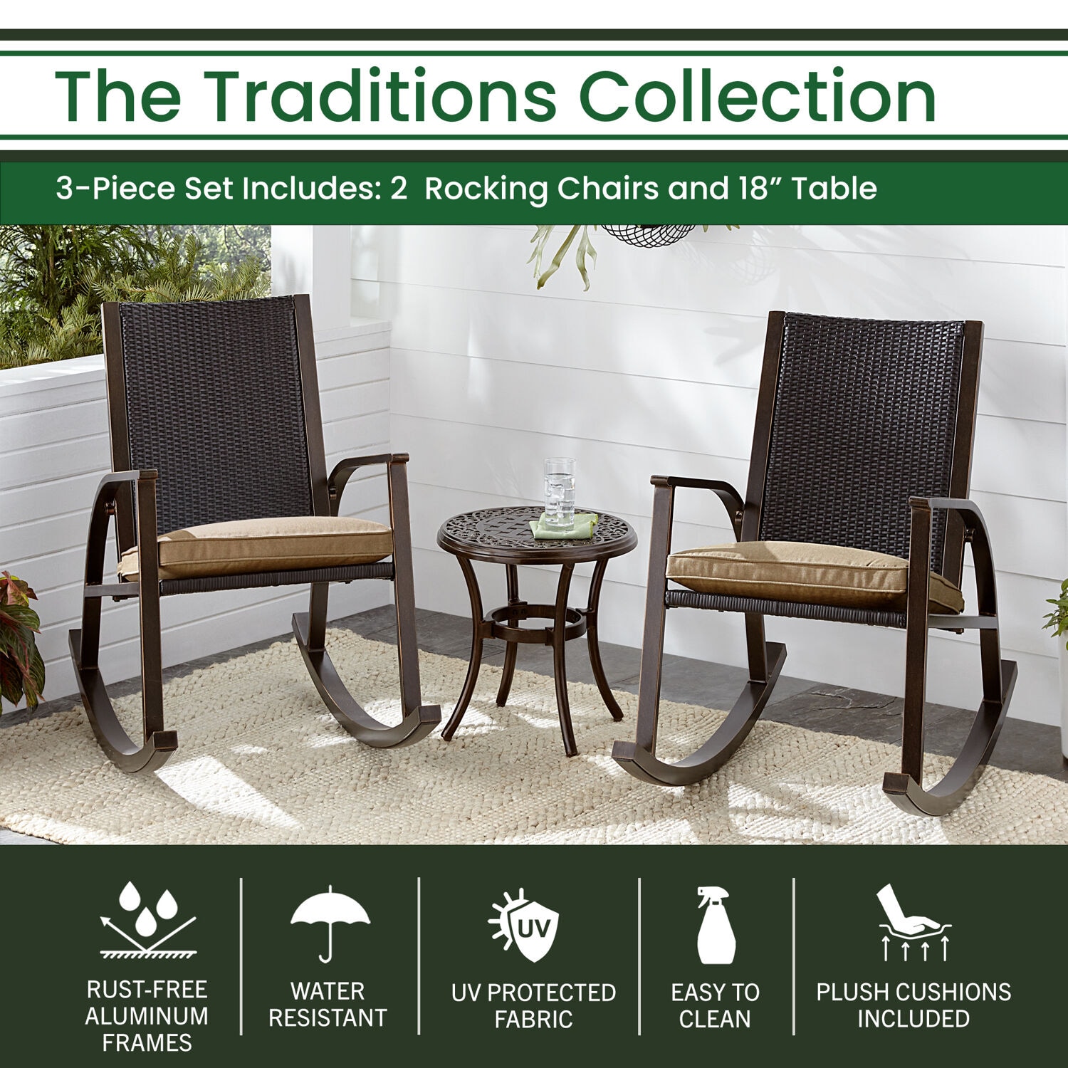 Hanover TRADWB3PCRKR-TAN Patio-Conversation-Sets - View #2