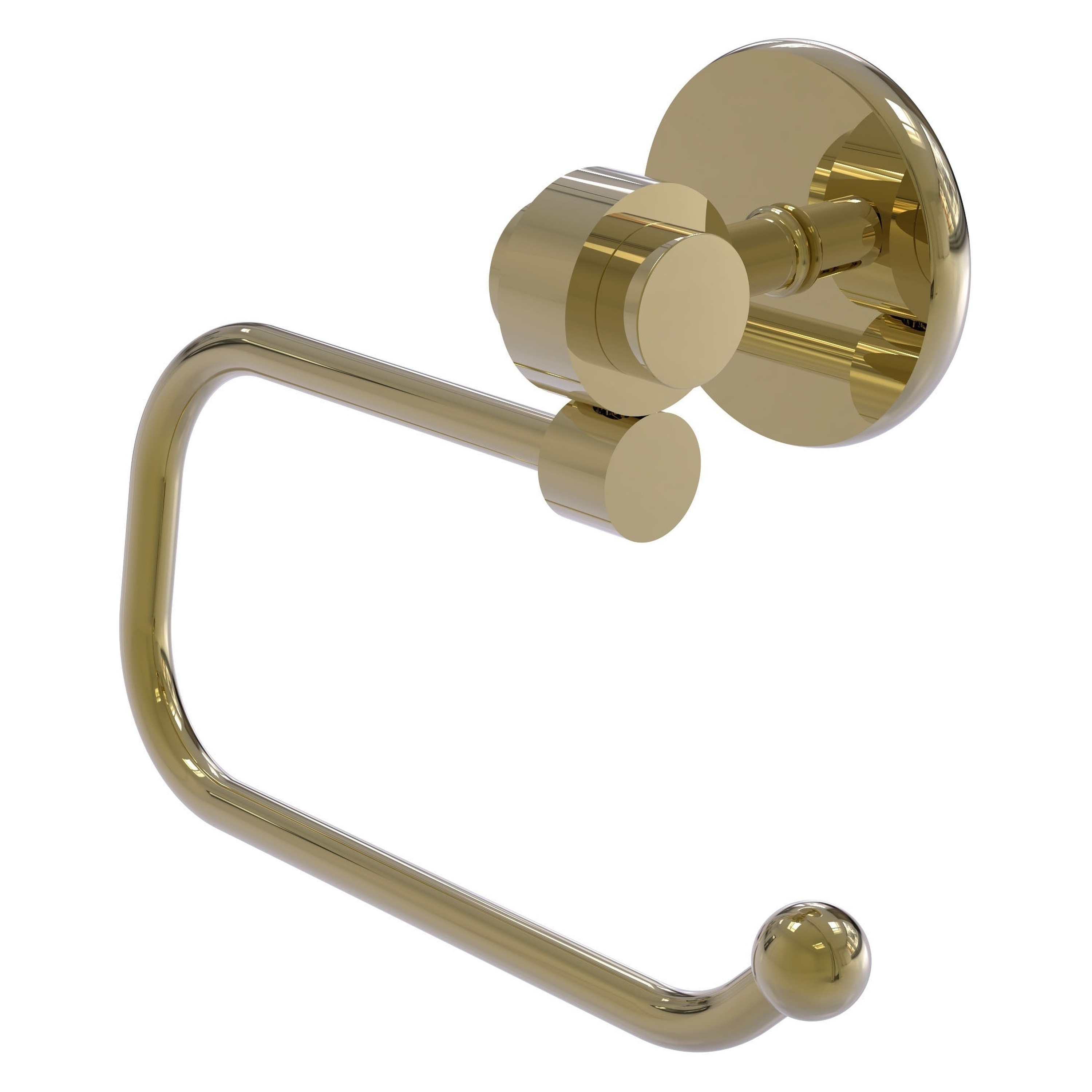 Allied Brass 7224E-UNL Satellite Orbit Two Unlacquered Brass Wall mount Single post Toilet Paper Holder 1 -Rolls with Storage