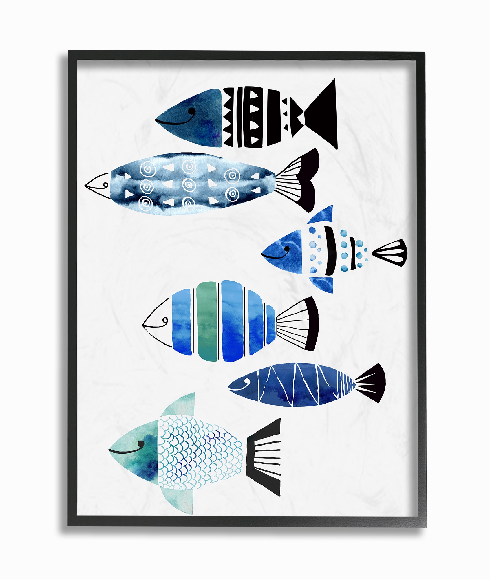 Collage Tropical Blue Green and Black Patterned Fish Wall Art at Lowes.com