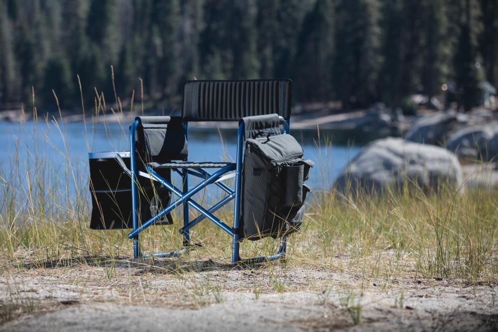 Picnic Time Dark Gray with Blue Accents Folding Camping Chair at