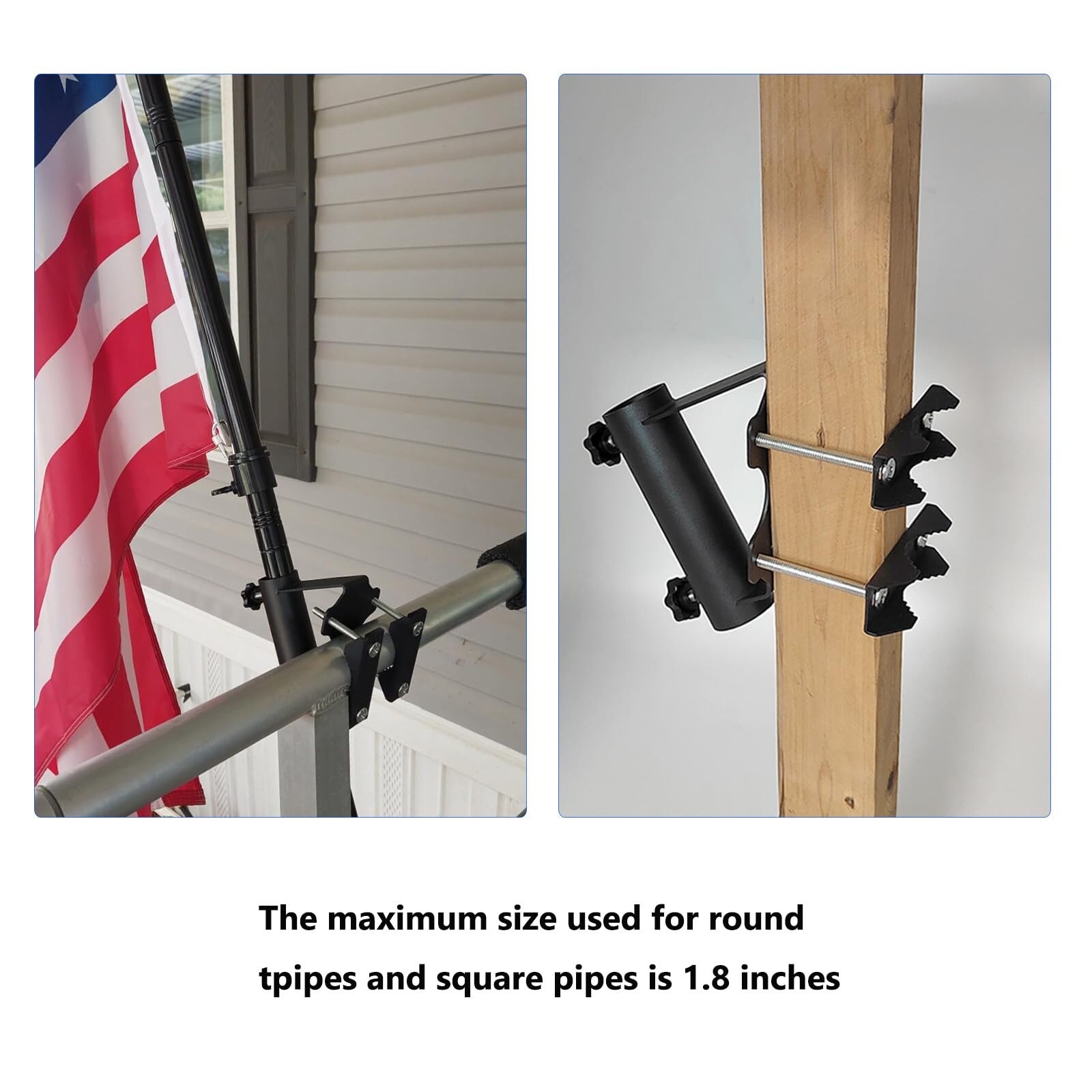 ITOPFOX Heavy Duty Flagpole Bracket 1 Piece Adjustable Metal Flag Pole ...