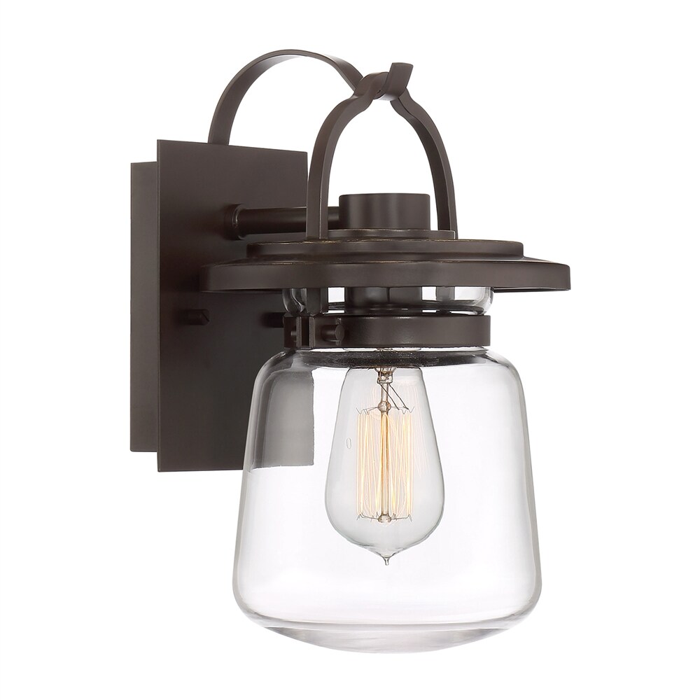 Quoizel LaSalle Western Bronze Transitional Clear Glass Jar Pendant Light