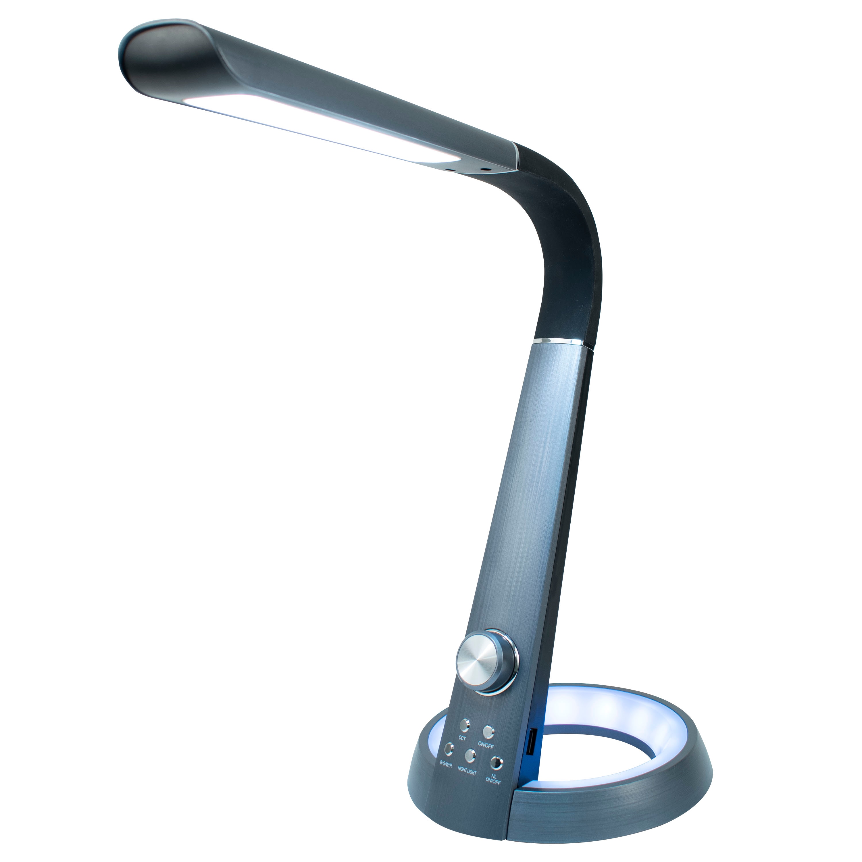 Onhandig Coöperatie Regan Royal Sovereign 24.61-in Adjustable Grey 3-way Desk Lamp with Plastic Shade  in the Desk Lamps department at Lowes.com