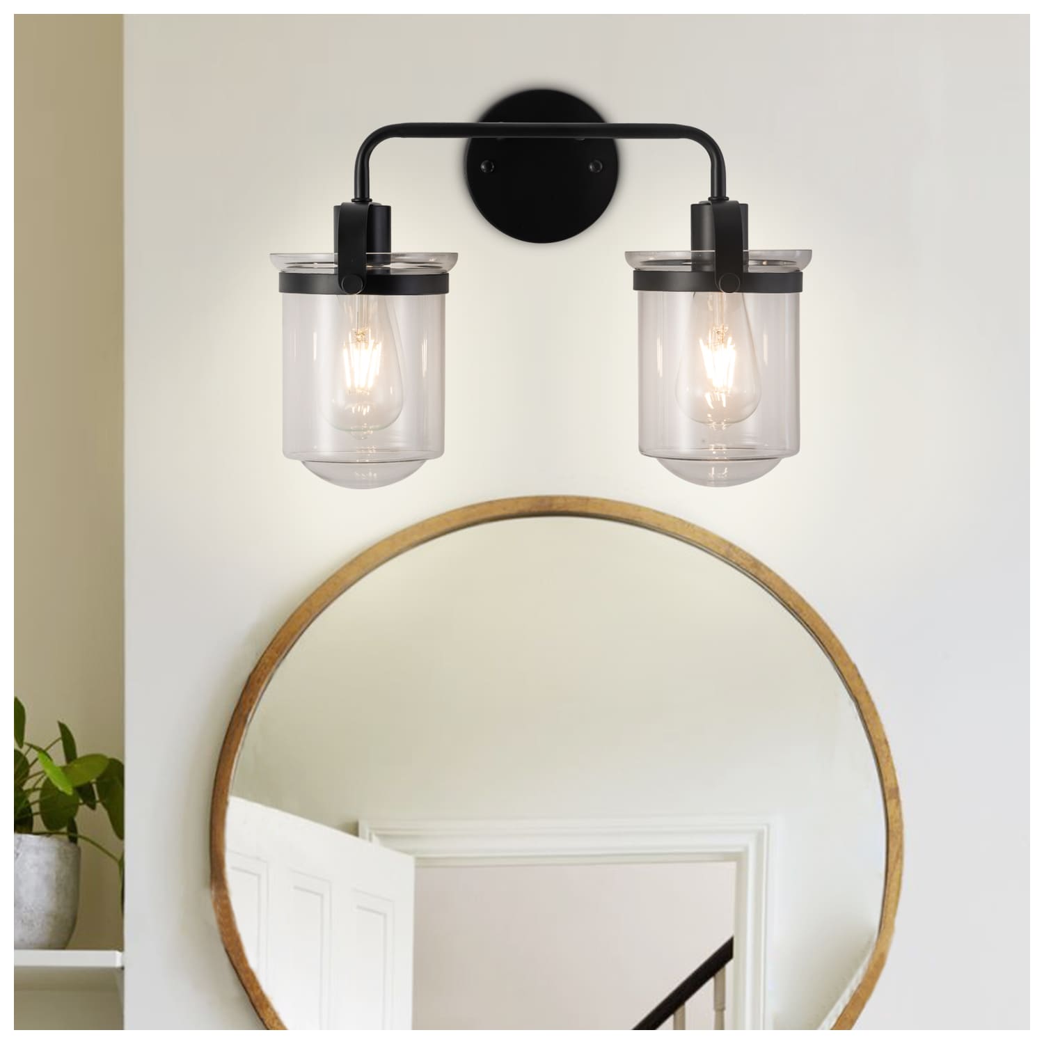AAZJ DRO-121494 Wall Sconces 15.75-in W 2 -Light Multiple finishes Black Wall Sconce