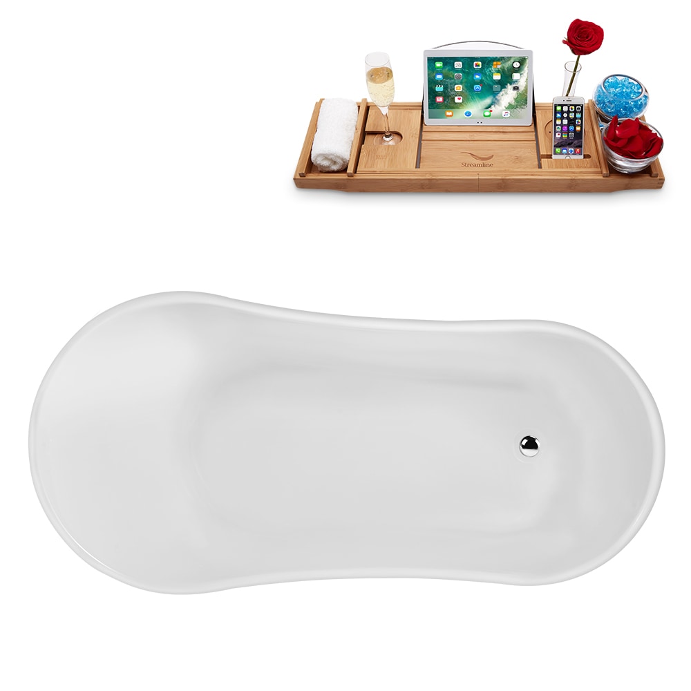 Streamline 31.5-in x 66.9-in Glossy White Acrylic Oval Clawfoot Soaking  Bathtub with Drain (Reversible Drain) in the Bathtubs department at  Lowes.com