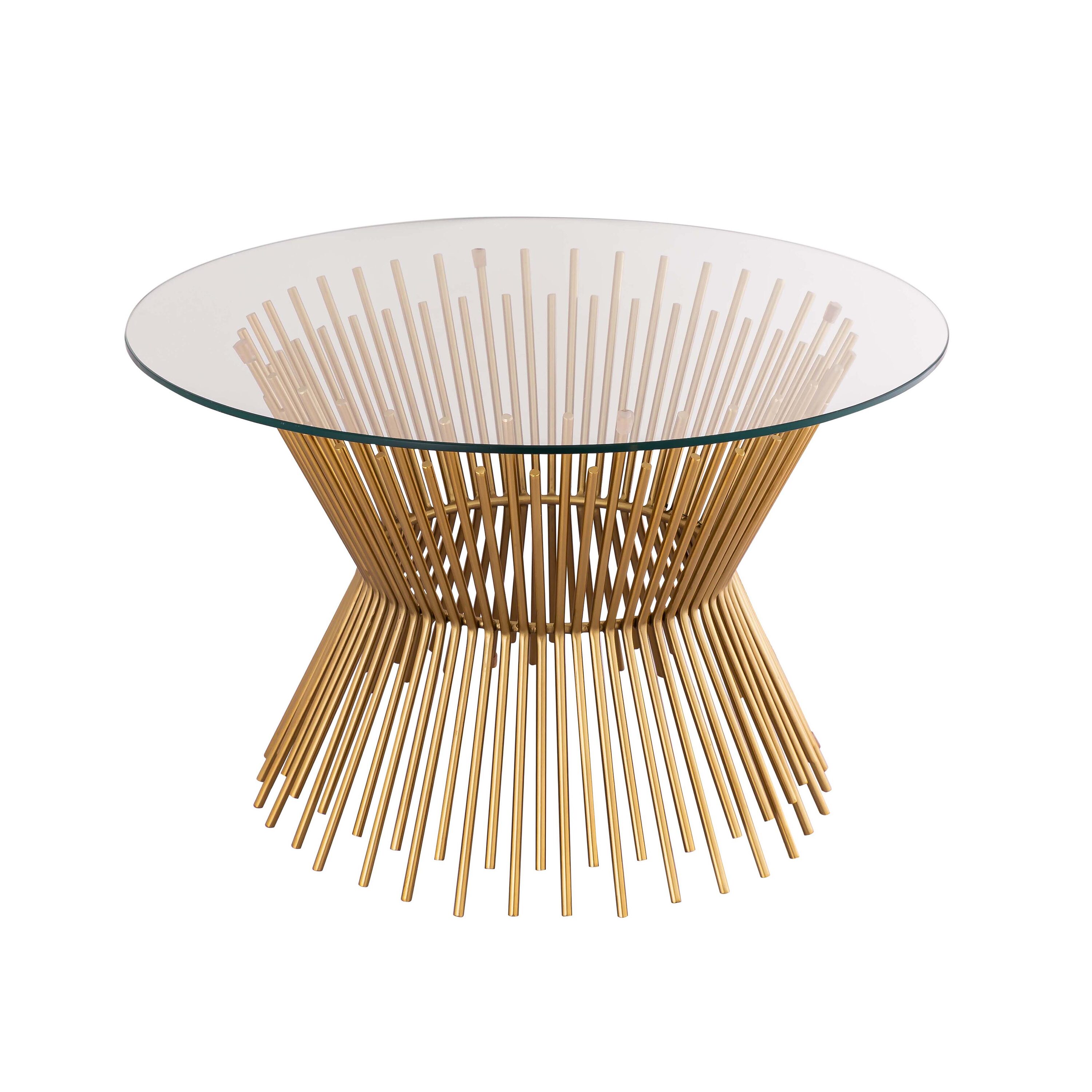 Grace Round Gold Iron and Glass Coffee Table