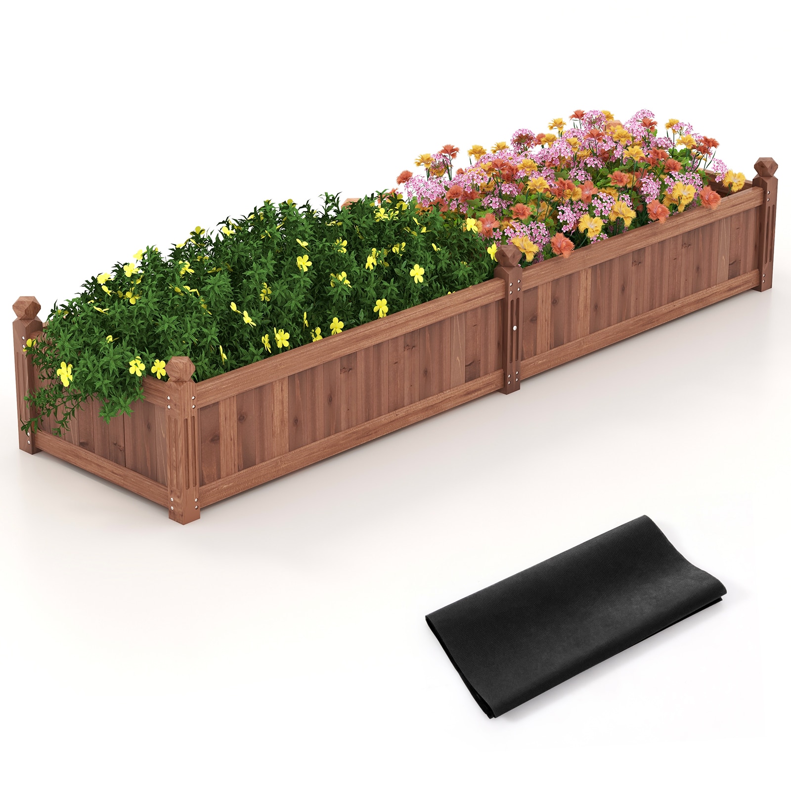  4102BNHYGD 24-in W x 91-in L x 16-in H Rustic Brown Wood Raised Garden Bed