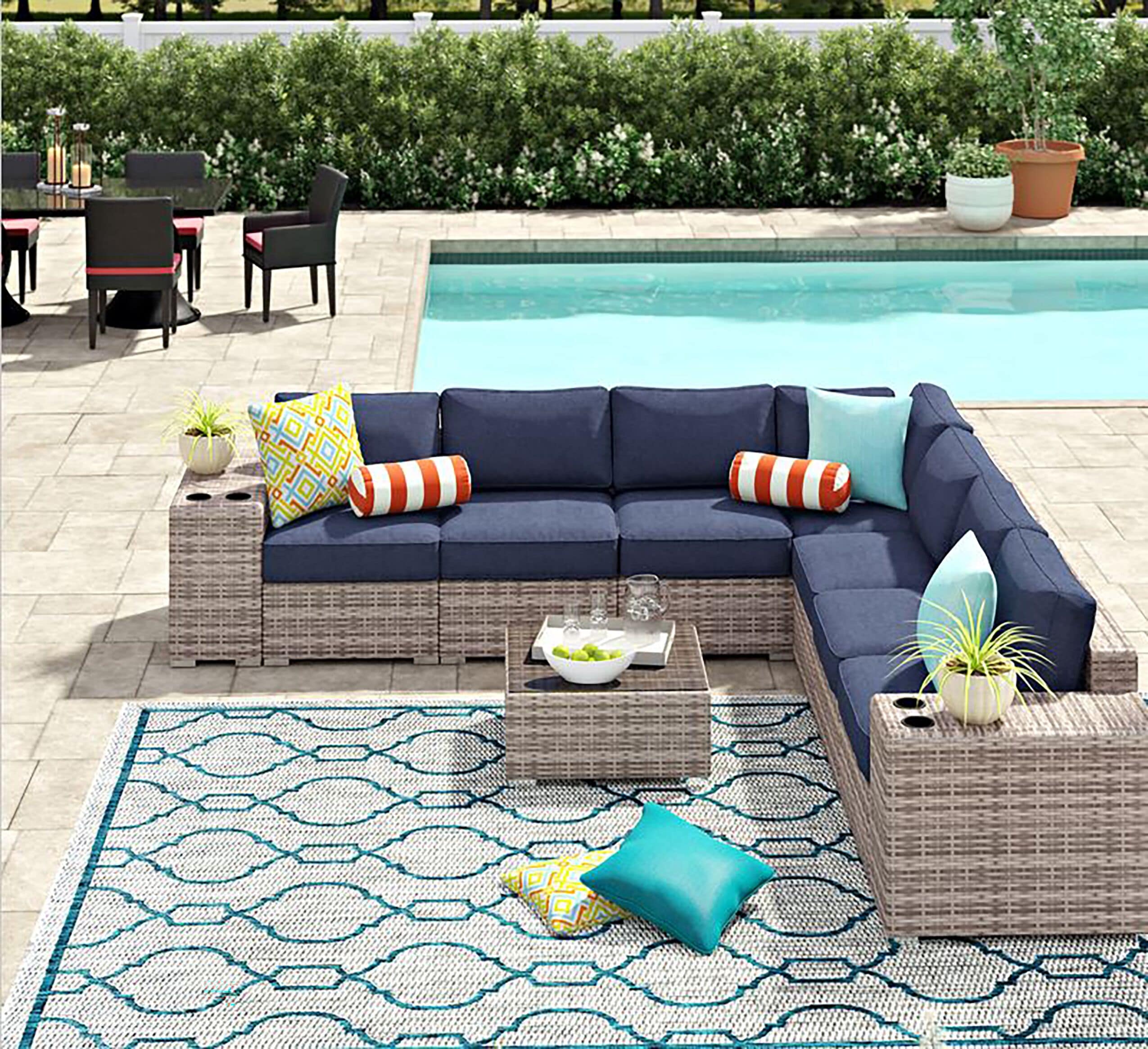 Living Source International CM-2111 Patio Rectangle Wicker Outdoor Balcony Table 72-in W x 74-in L