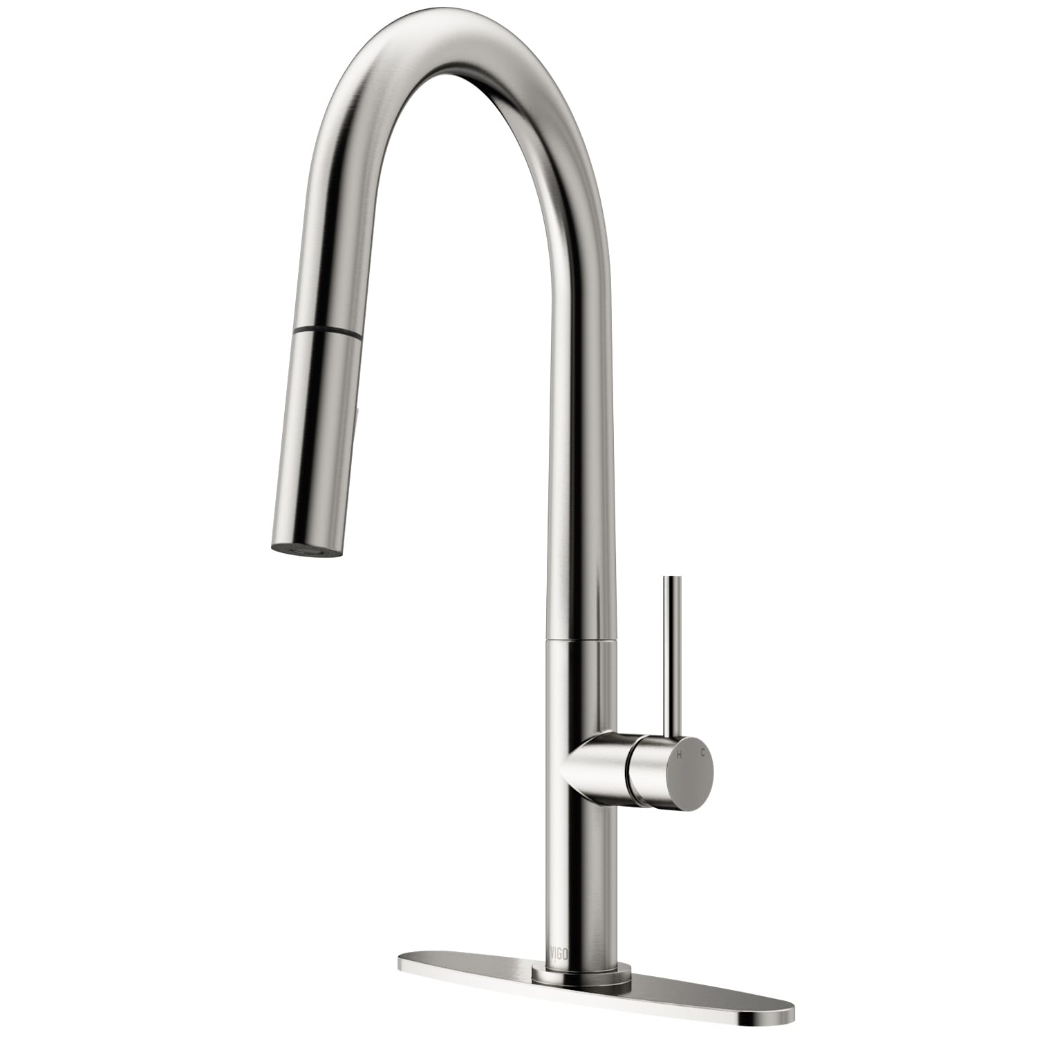 VIGO VG02029STK1 Greenwich Stainless steel Single Handle Deck-mount Pull-down Kitchen Faucet with Sprayer ( Deck Plate Included )