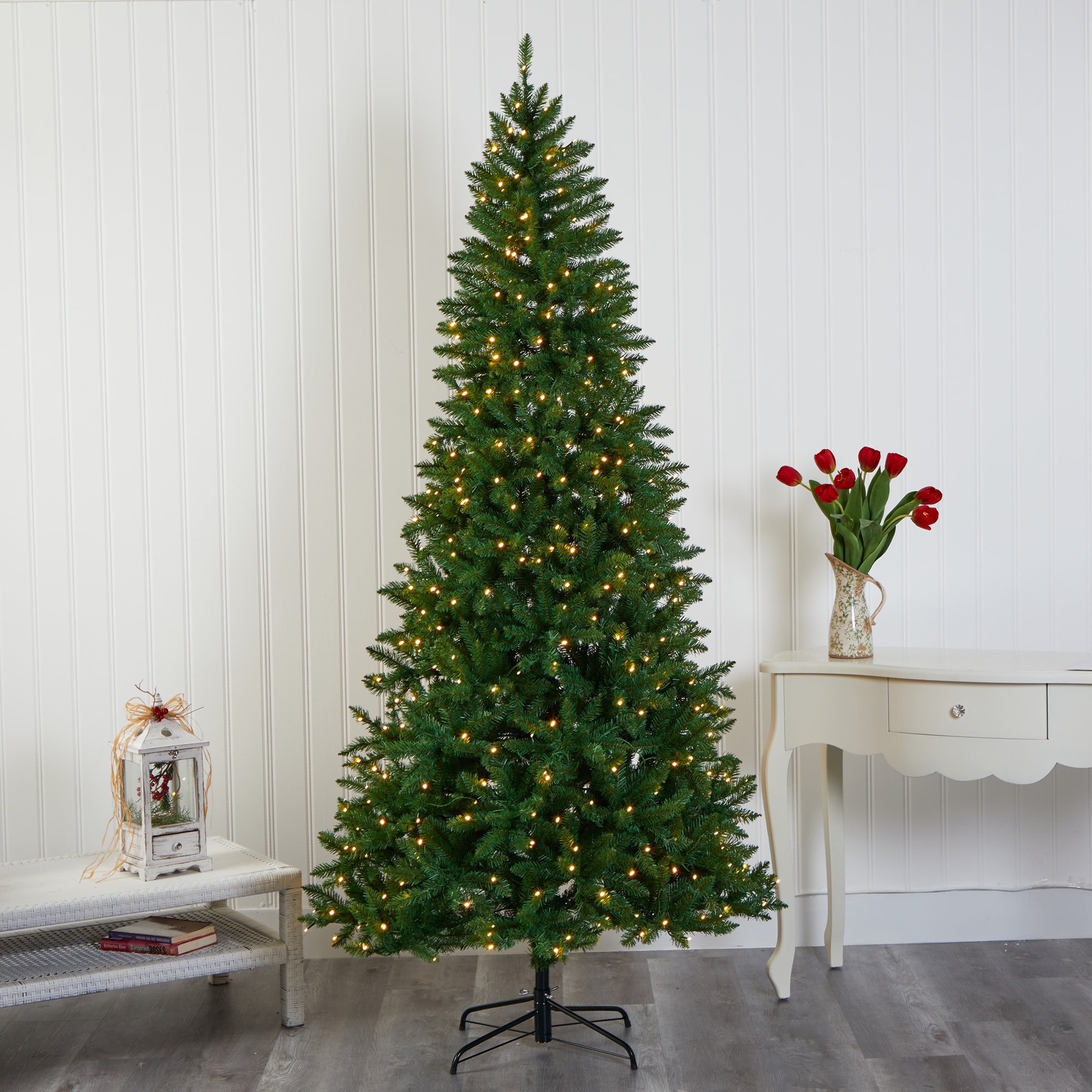 Nearly Natural 7.5-ft Douglas Fir Pre-lit Artificial Christmas Tree ...