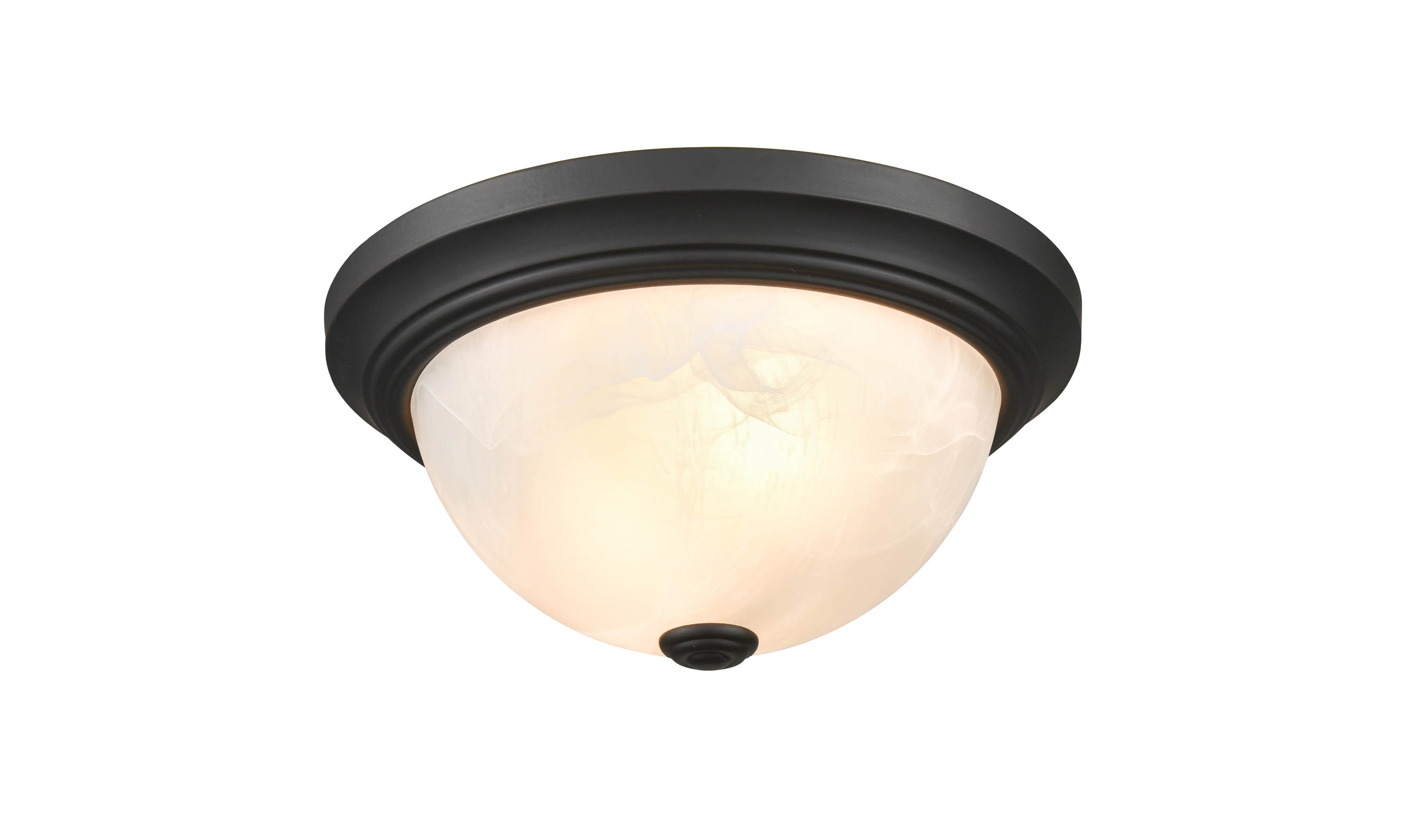 Matte Black and Chrome Glass Bowl Flushmount Light