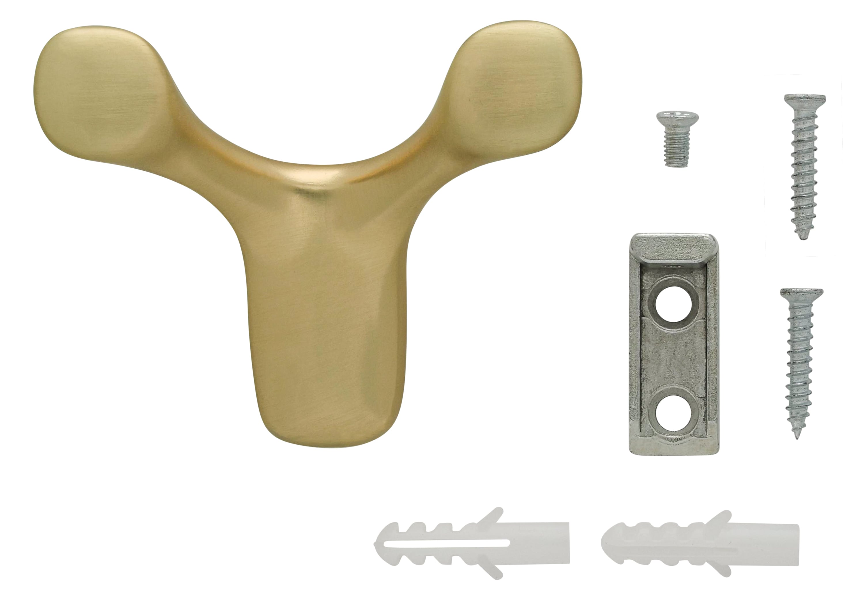 Hillman 9986760 2 -Hook Satin Gold Decorative Wall Hook ( 25-lbs. Capacity)
