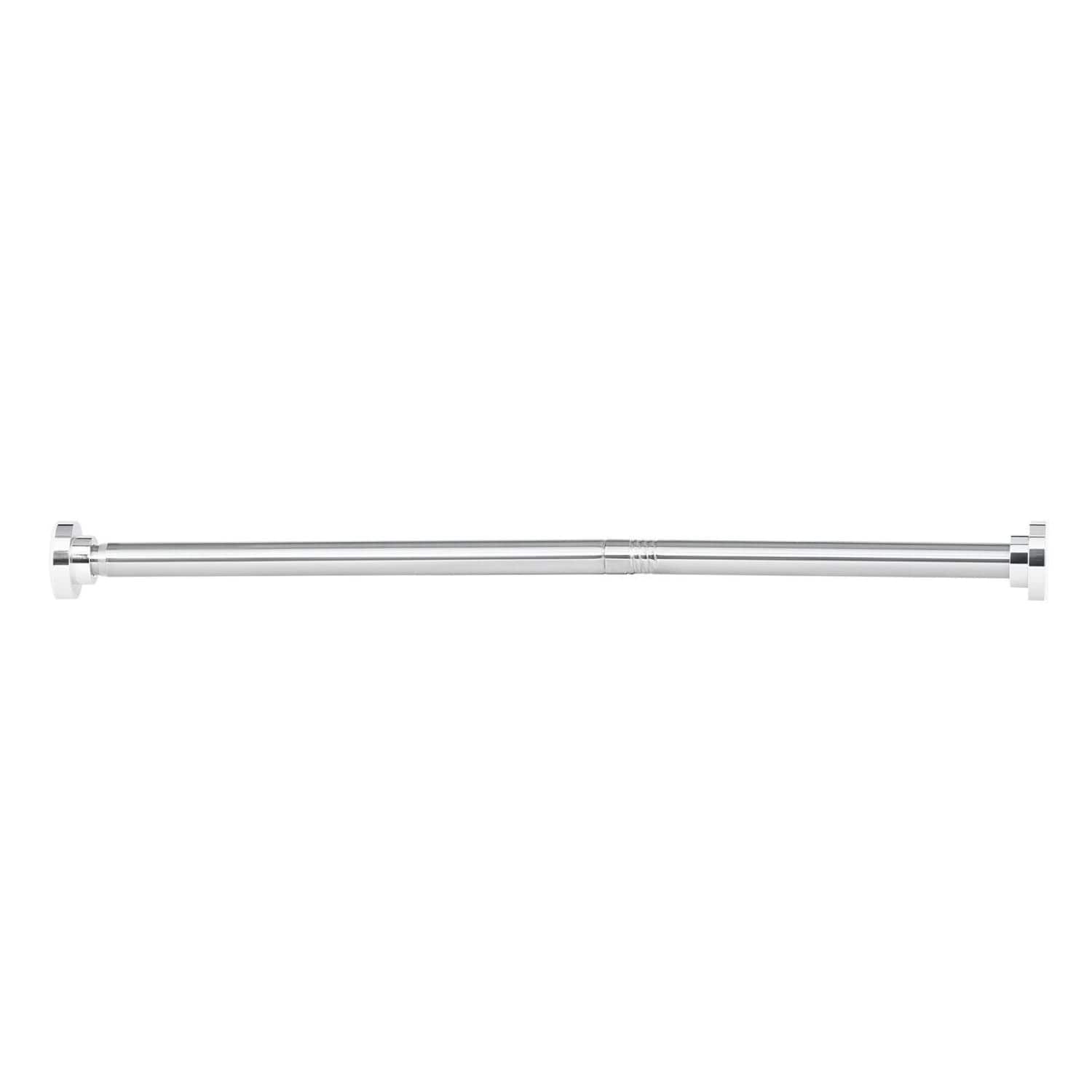 Angel Sar 28-in to 76-in Adjustable Spring Tension Silver Shower Curtain Rod with Holder for Bathroom Closet Window