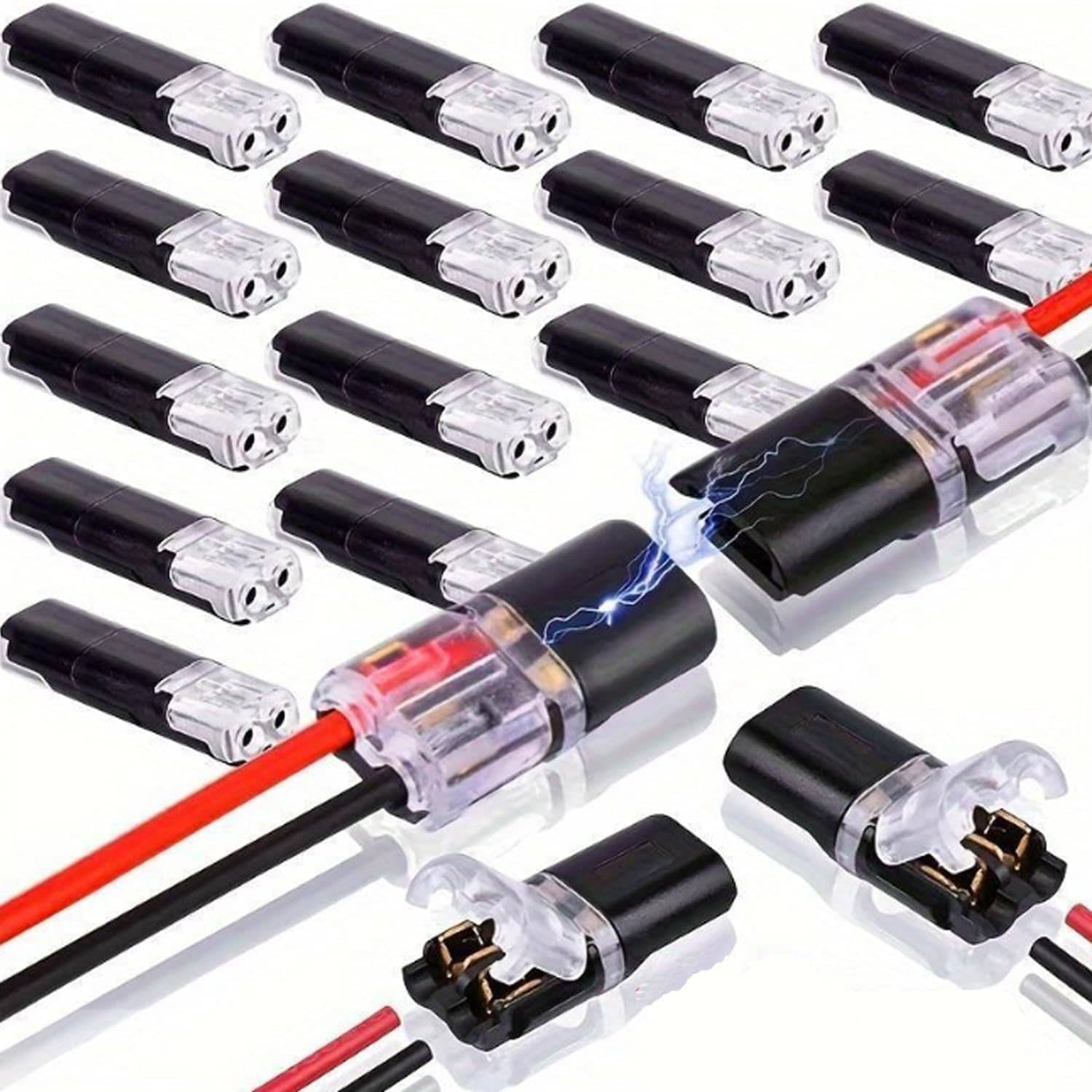 Etokfoks  Low Voltage Plug In Connector Grounding Quick Clamp Wire Type Snap On Fastener Gray 50 Pack