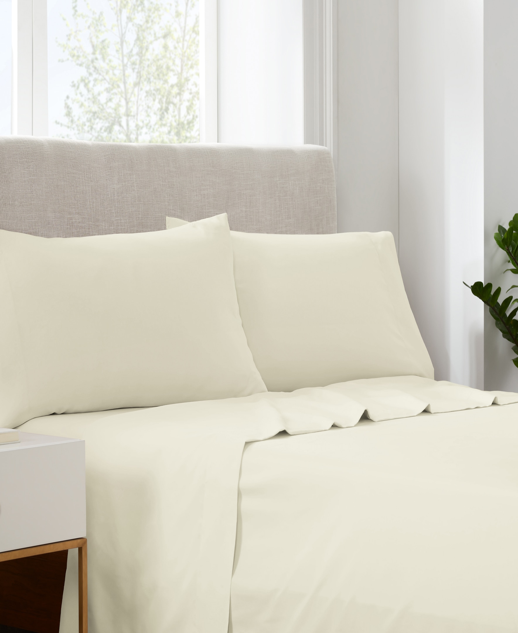 Serta 3-Piece Bed Sheet Twin Polyester Ivory