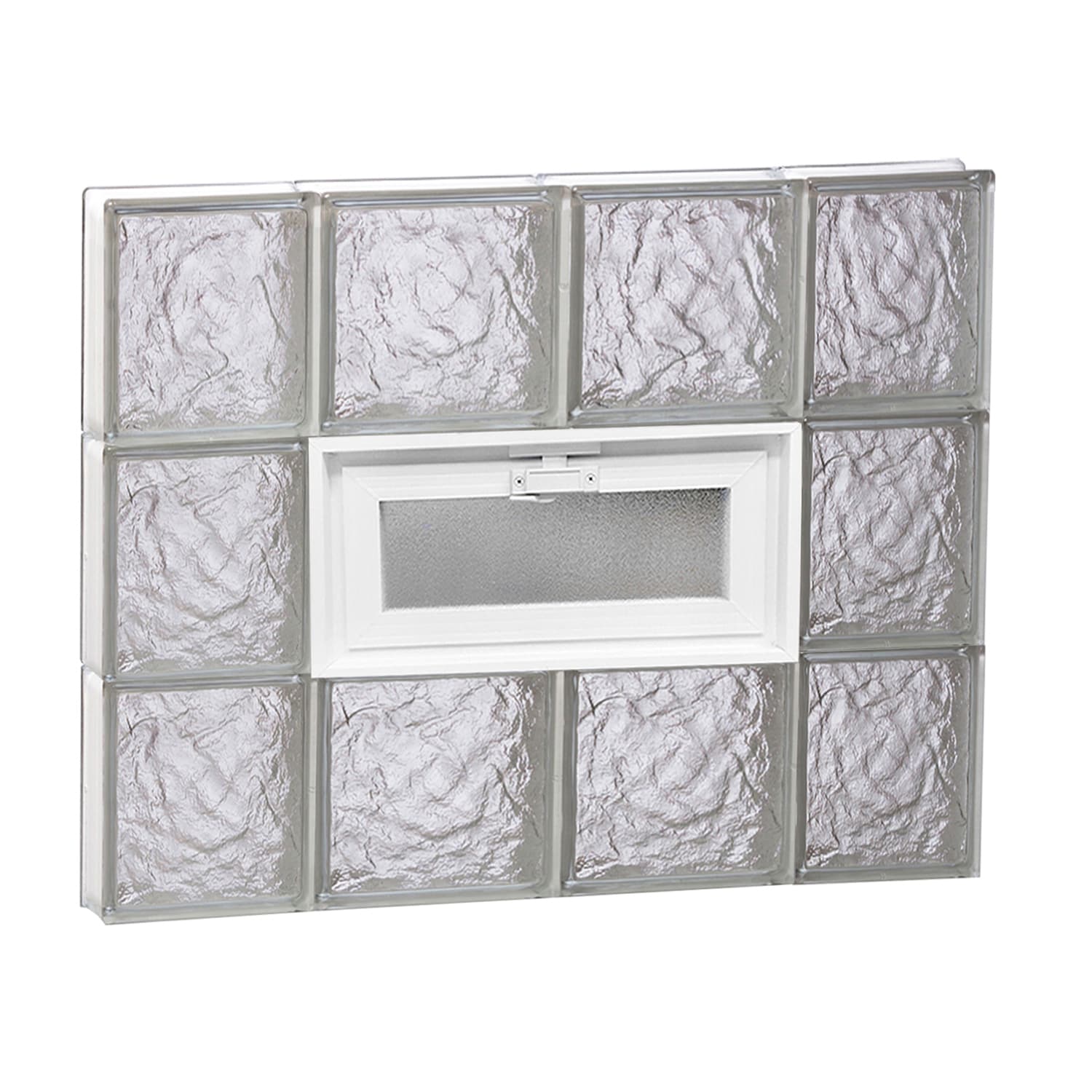 REDI2SET Ice Glass 27-in x 23-1/4-in Frameless Replacement Vented Glass Block Window #V2824IS