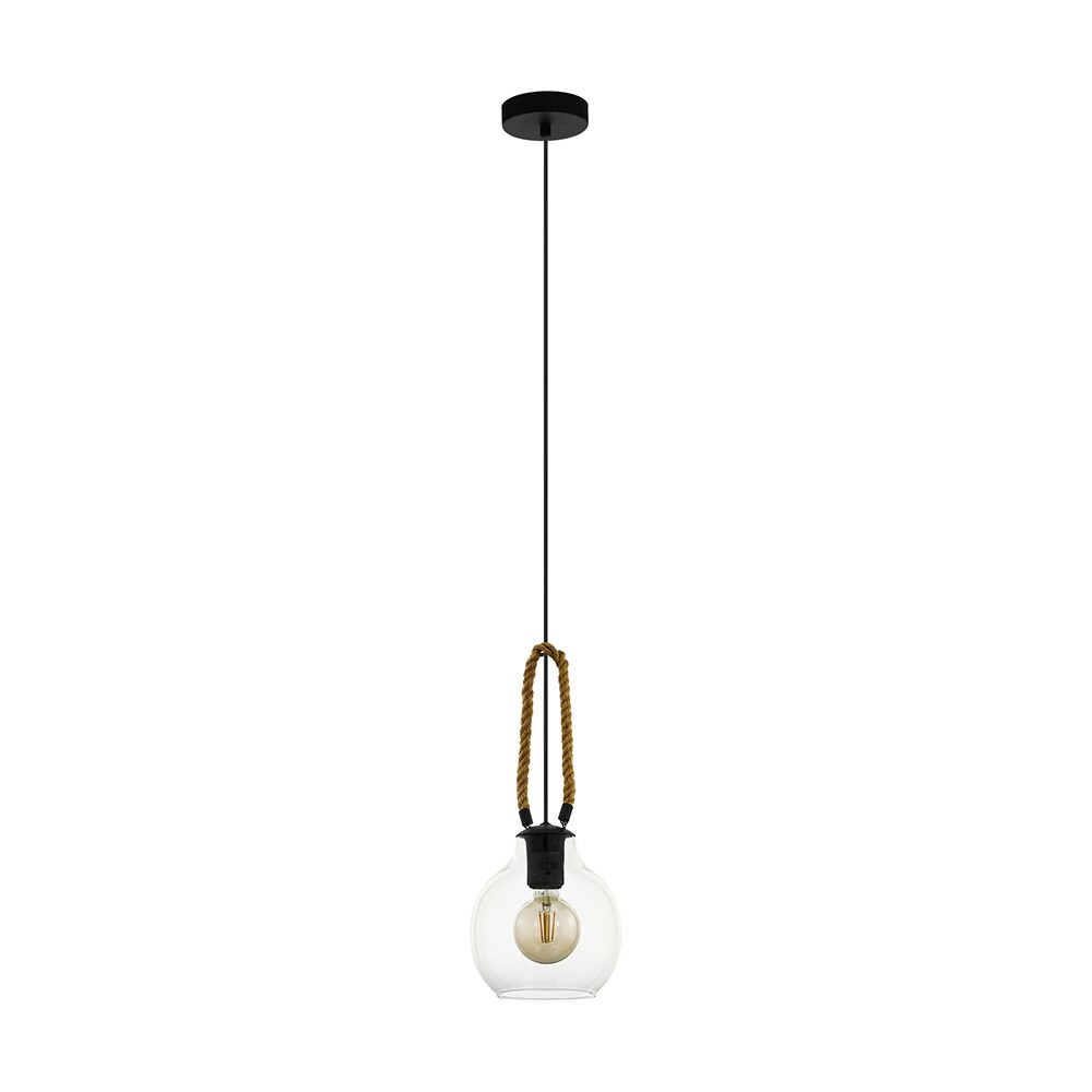 EGLO 43617A Roding Structured Black Transitional Clear Glass Dome Mini Hanging Pendant Light