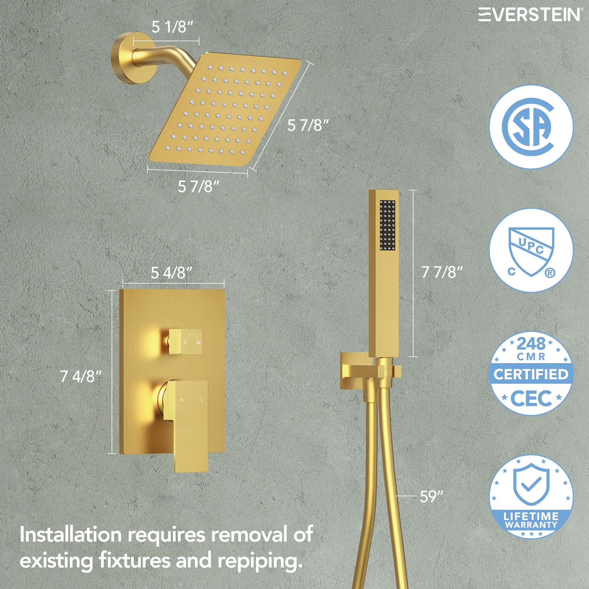 EVERSTEIN Q-895-OTOP Showerhead-Bar-Panels - View #7