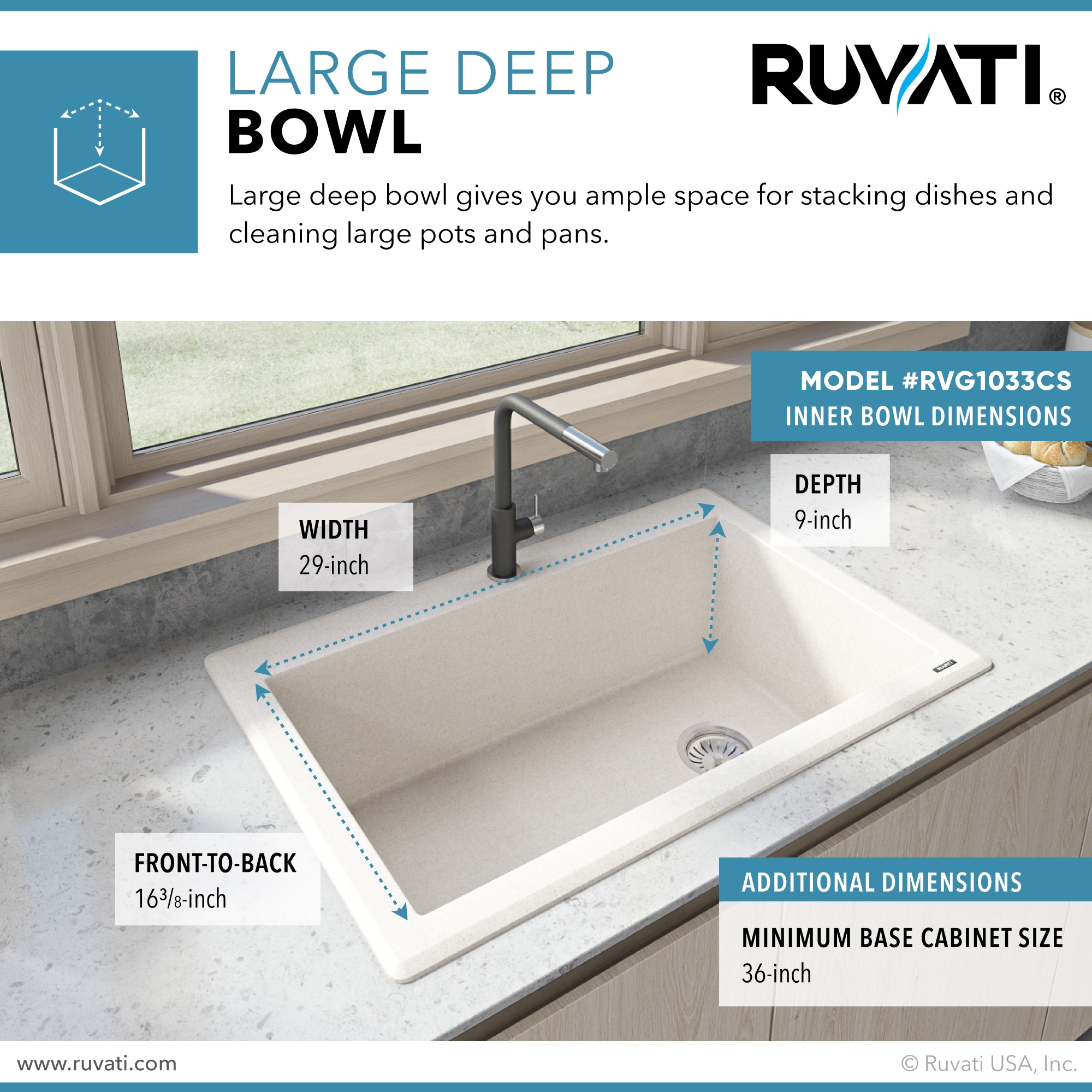 Ruvati RVG1033CS Kitchen-Sinks - View #8