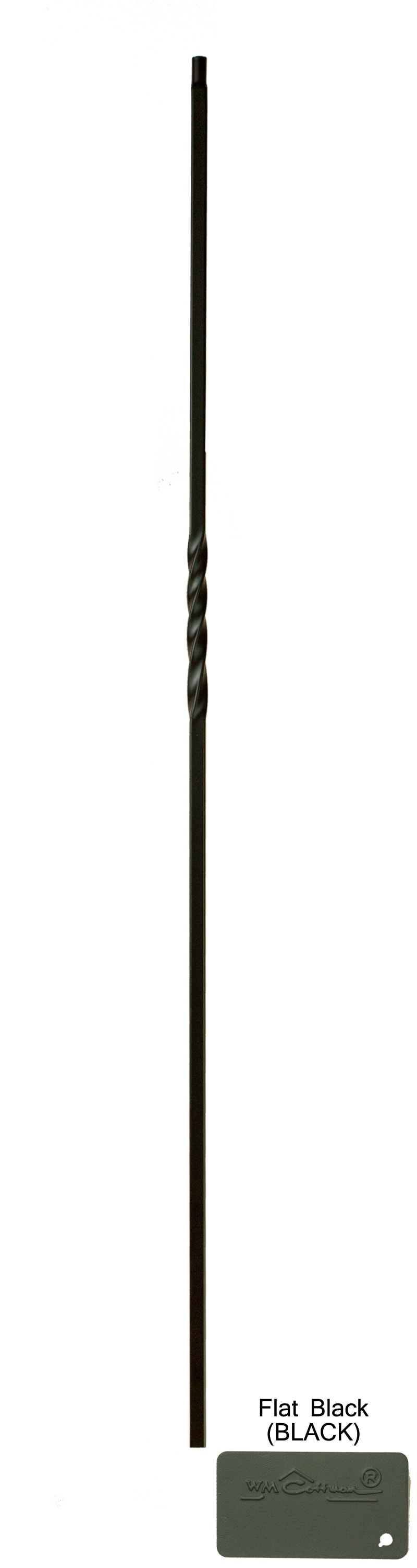 WM Coffman 800954 44-in x 0.5-in Flat Black Wrought Iron Pin Top Square Stair Baluster