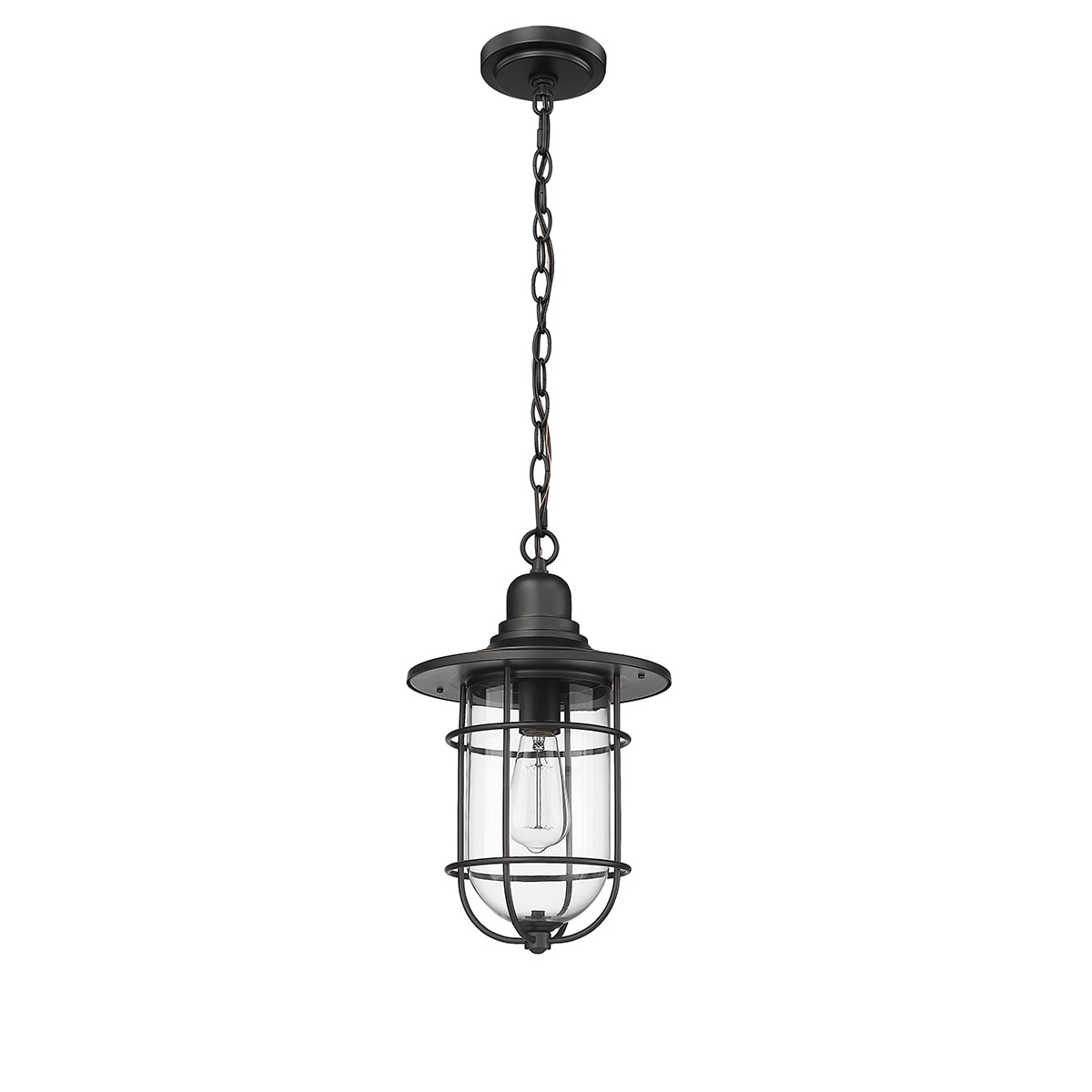 Powder Coat Black Glass Outdoor Hanging Lantern