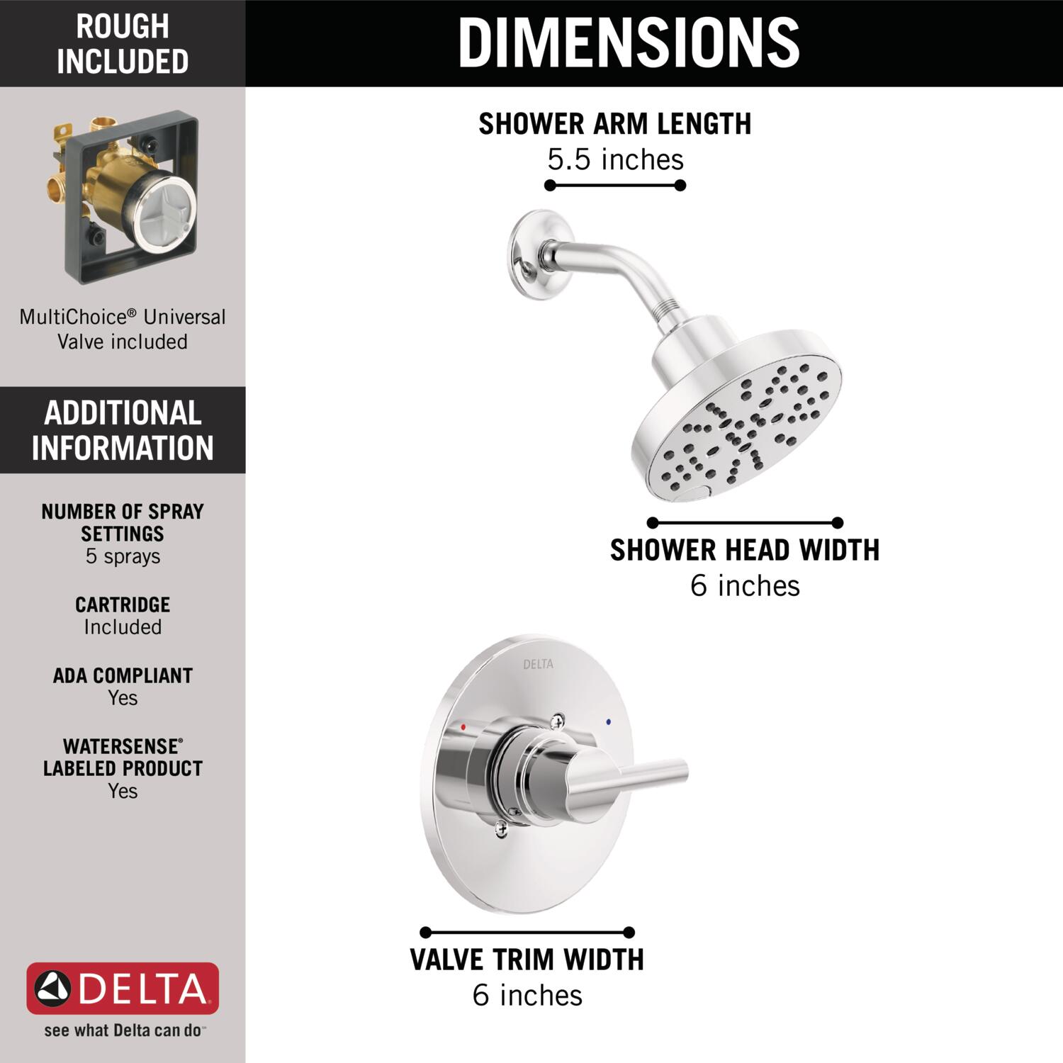 Chrome Wall Mounted Tub and Shower Faucet Set