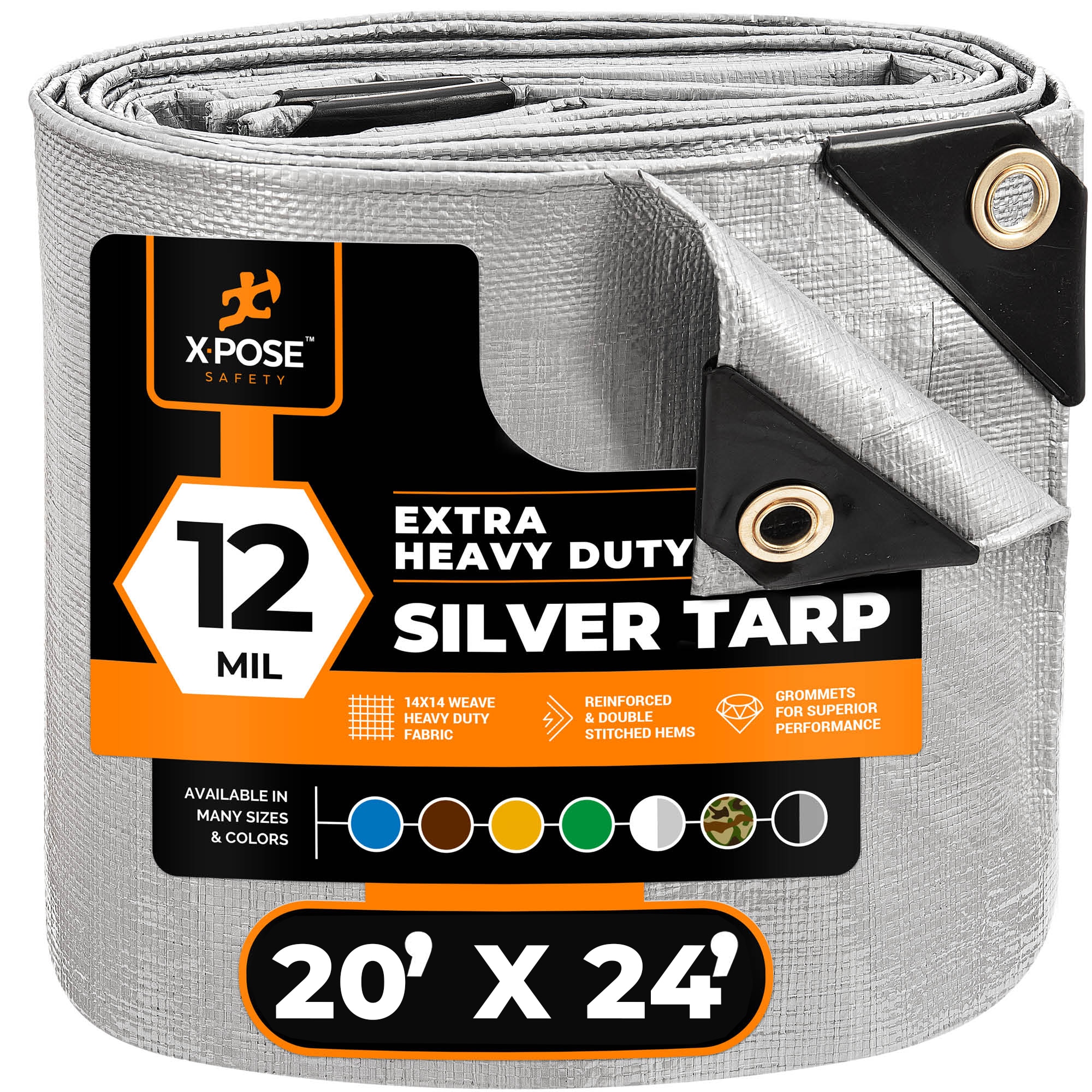 XPOSE SAFETY STHD-2024-X 20-ft x 24-ft Silver Water resistant Commercial Polyethylene 12-mil Tarp