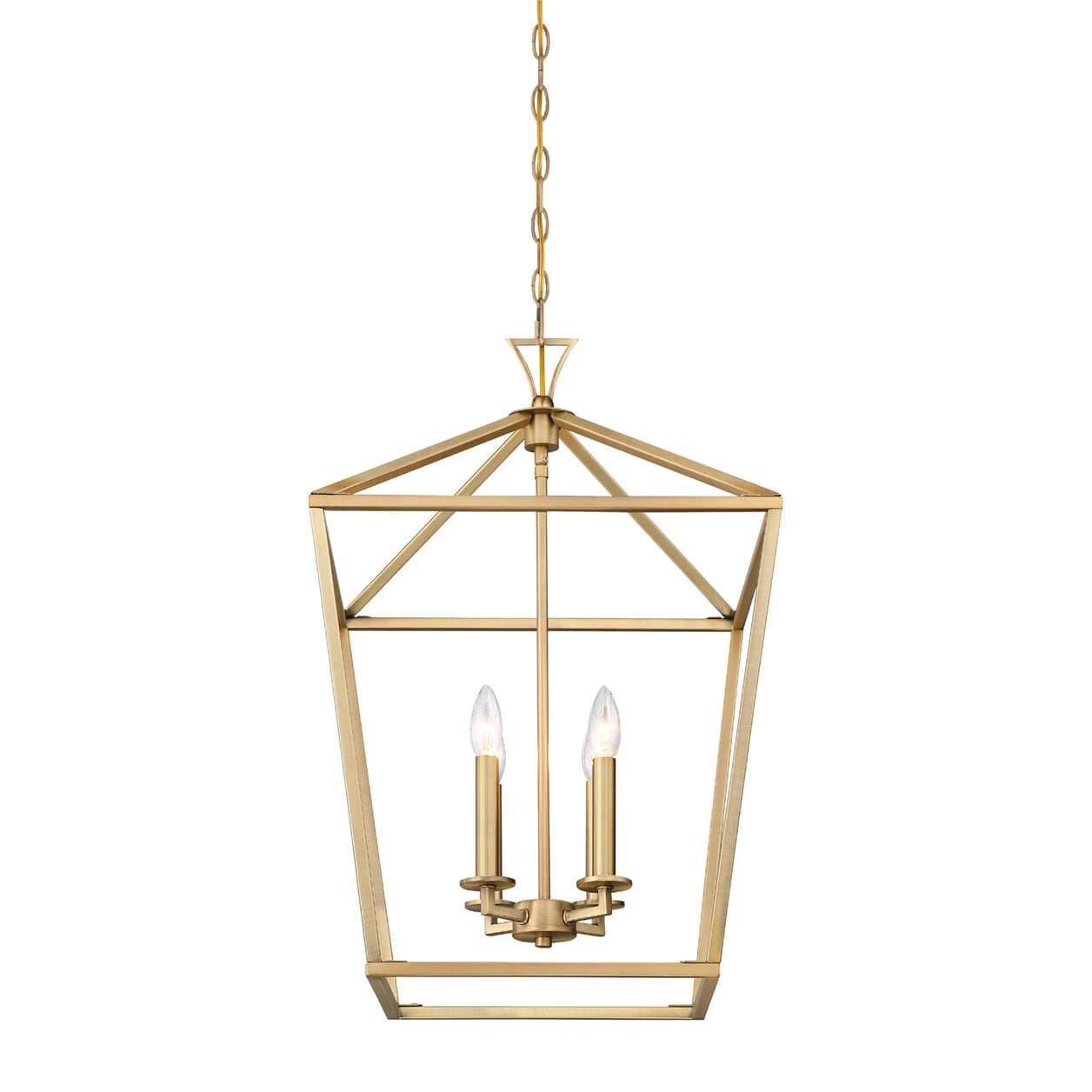 Warm Brass 4-Light Open Lantern Chandelier