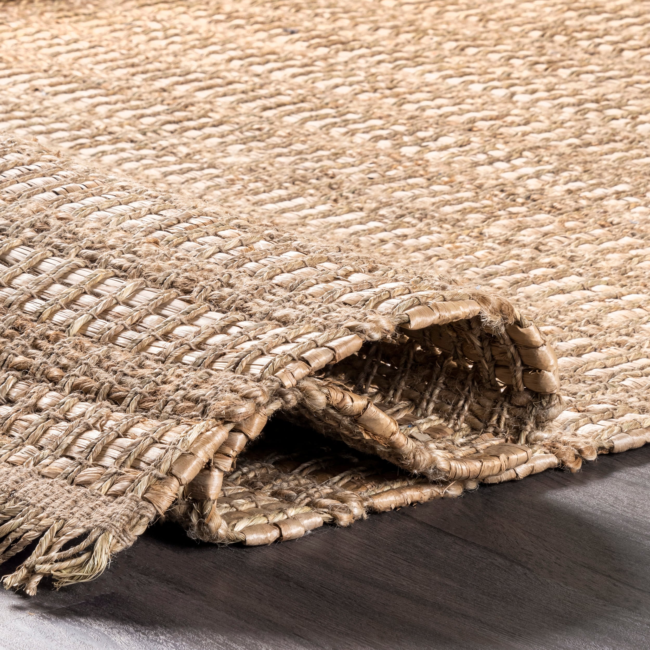 Natural Beige Seagrass and Straw Flat Woven 3' x 5' Area Rug