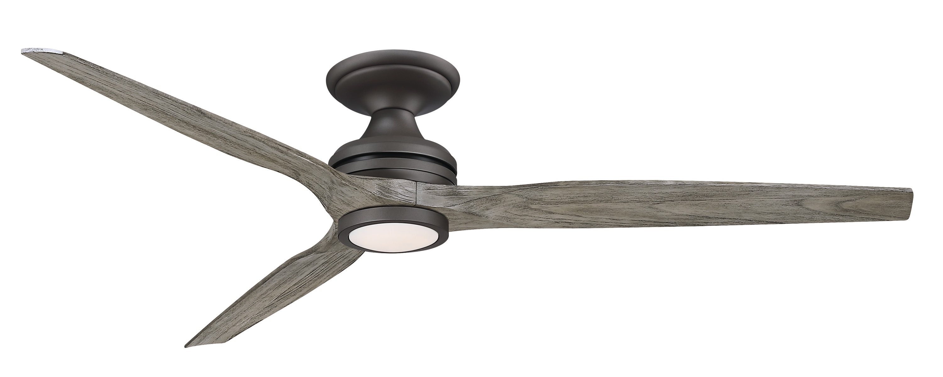 Fanimation Spitfire 64-in Matte Greige with Weathered Wood Blades Color-changing Integrated LED Indoor/Outdoor Flush Mount Smart Propeller Ceiling Fan with Light and Remote (3-Blade) FPD6721BGR-64WE-LK-F Sansujyuku sansujyuku.com