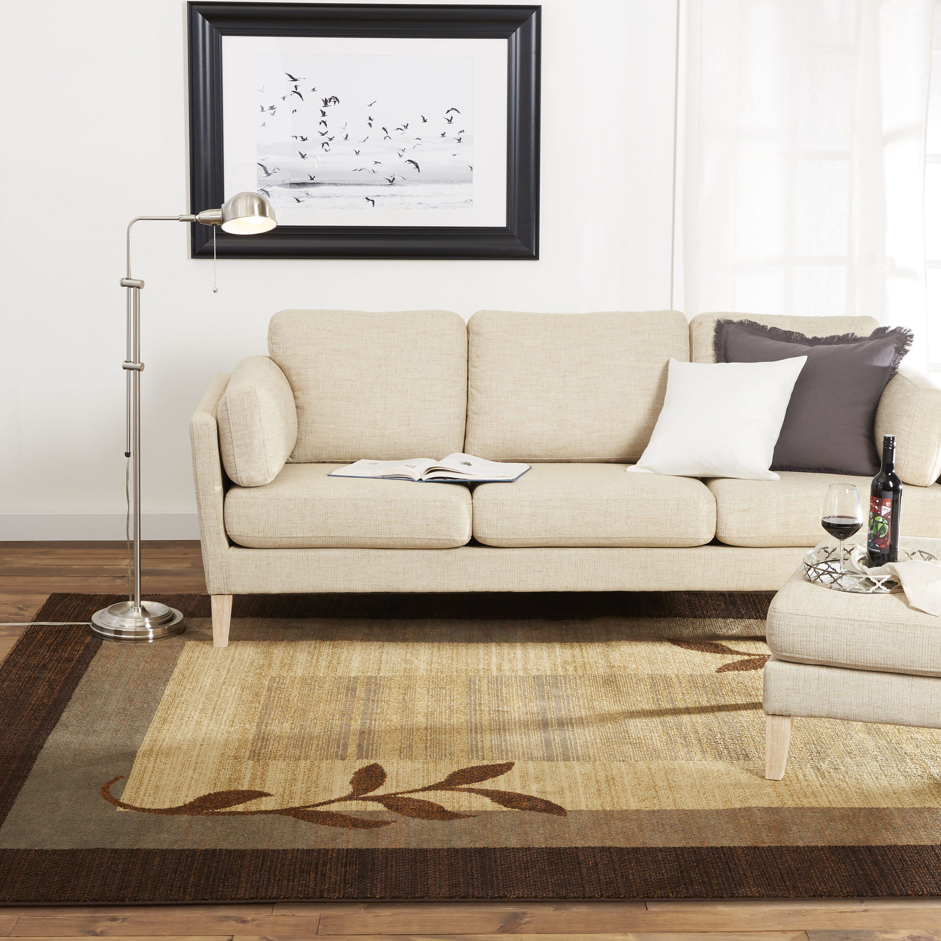 Clover Brown and Blue Modern Elegance Rectangular Area Rug, 43"x62"