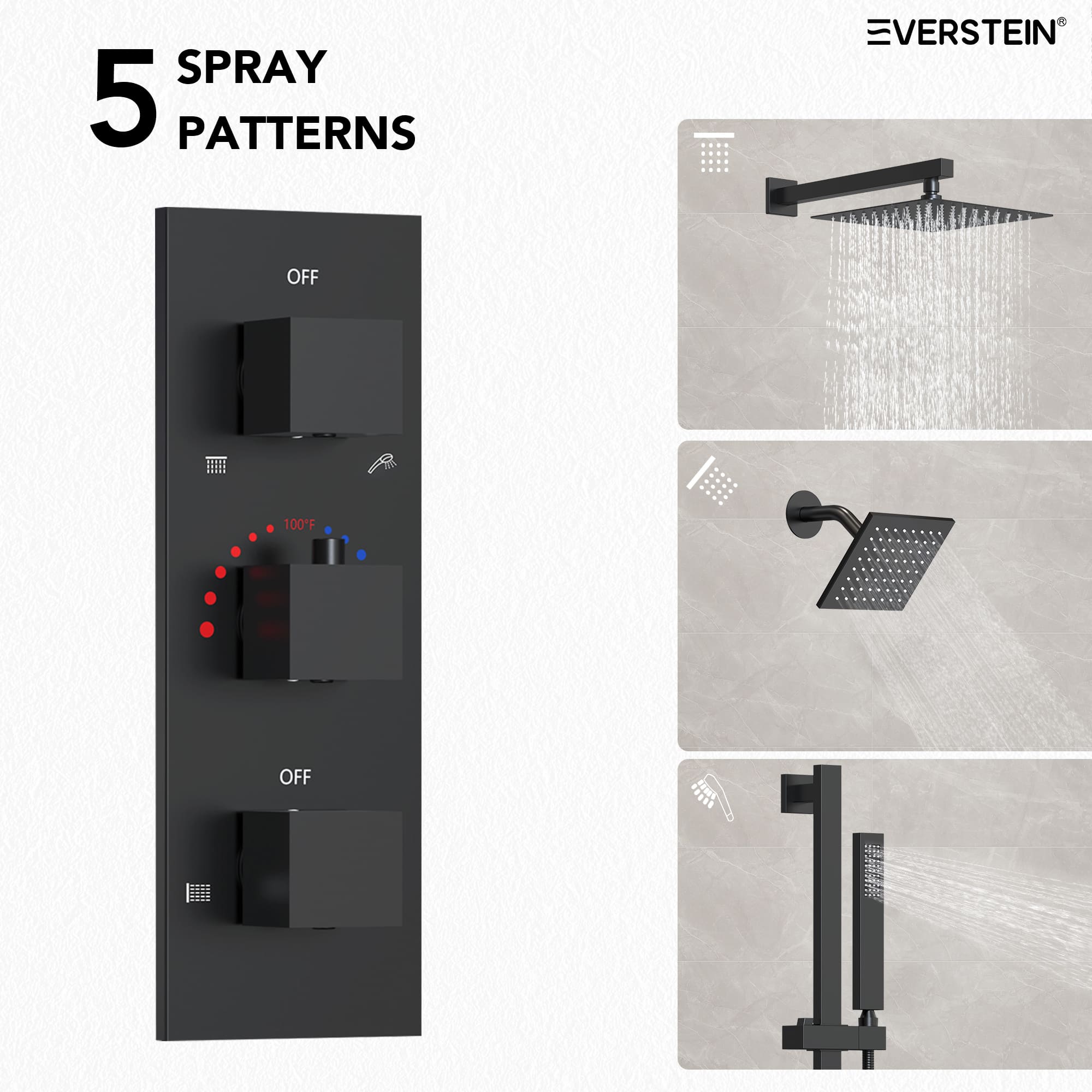 EVERSTEIN SFS-1016A-BK12 Showerhead-Bar-Panels - View #5