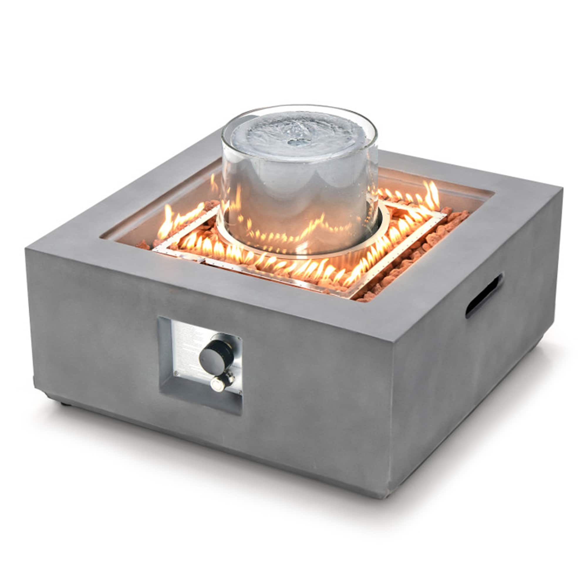 Mondawe MO-H589XW 28-in W Gray Portable Magnesium oxide Square Tabletop Liquid propane Fire pit