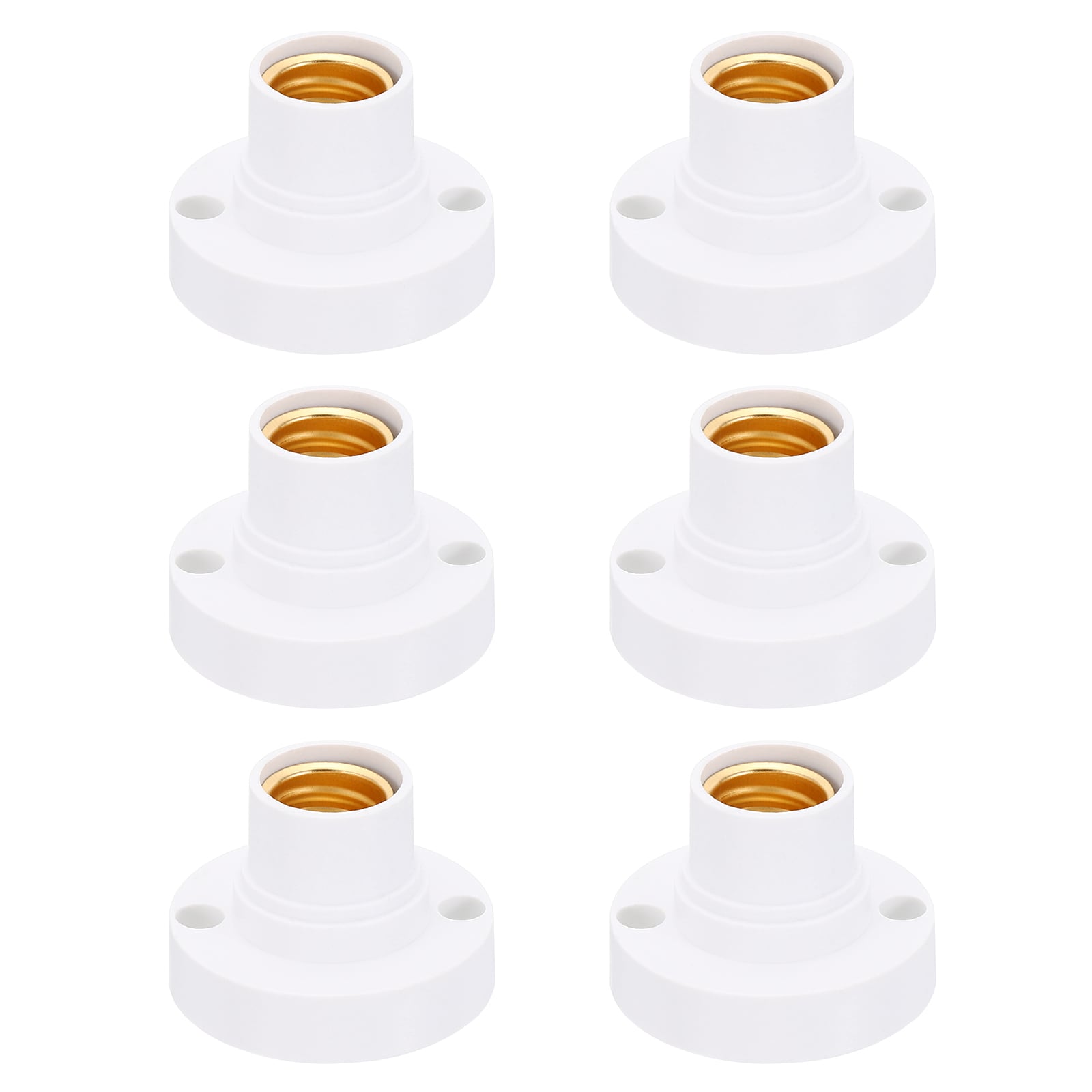 PATIKIL E14 Bulb Socket 6pcs Round Screw Base Lamp Holder Light Replacement Bases for Halogen CFL Light Bulb White