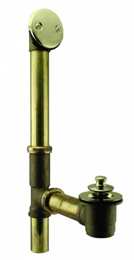 WESTBRASS D321-01 Bath Waste and Overflow Twist and Close- 14" Make-up, 17 Ga. Tubing In Polished Brass