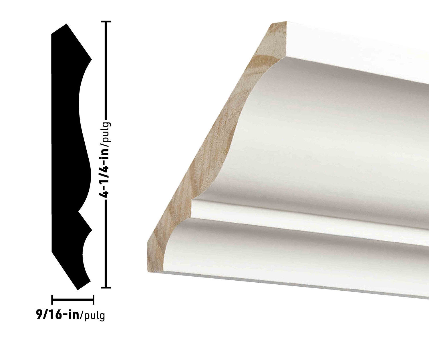 RELIABILT 4-1/4-in x 16-ft Pine Primed 48 Crown Moulding in the Crown ...