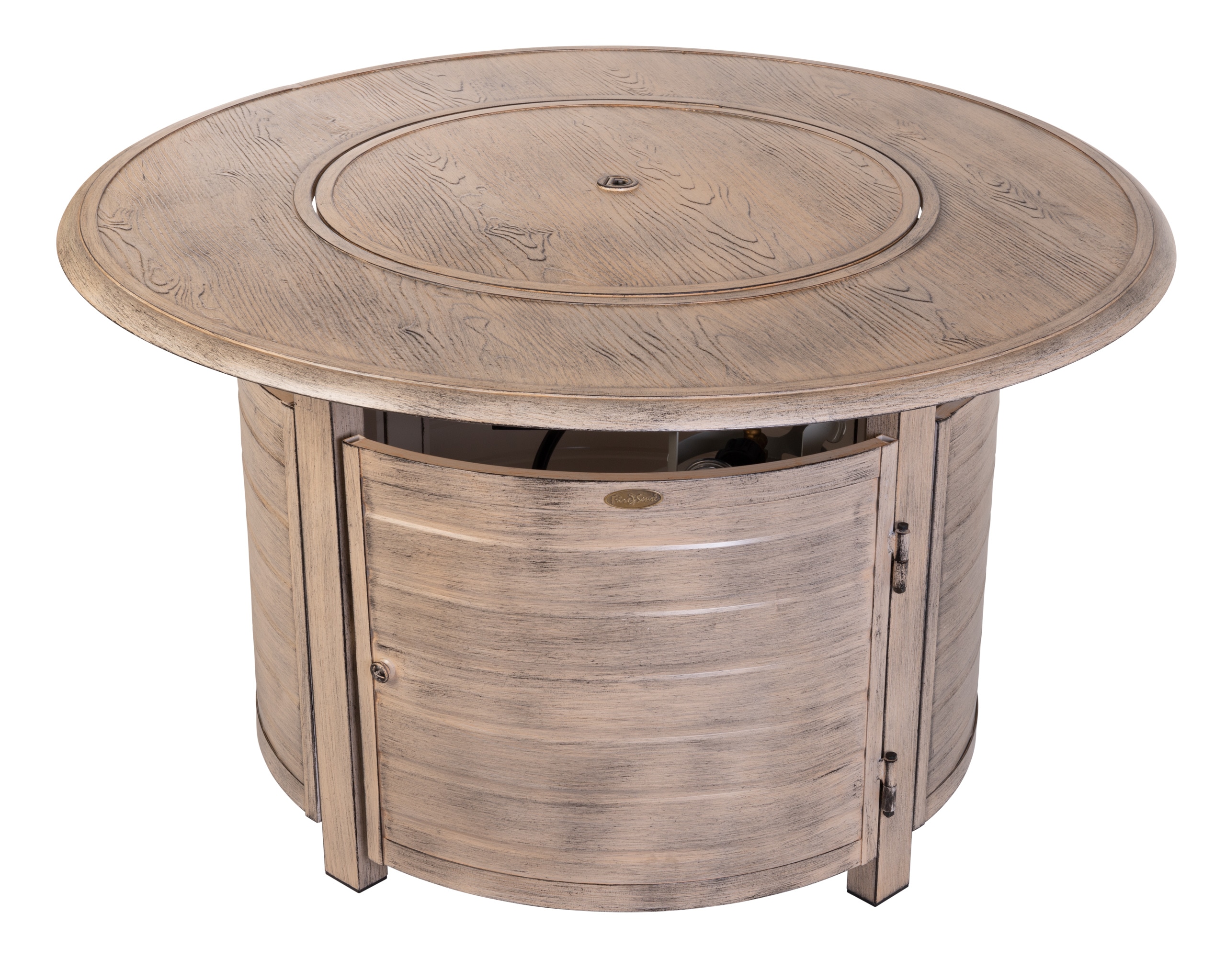 Thatcher Driftwood Aluminum Round Gas Fire Pit Table