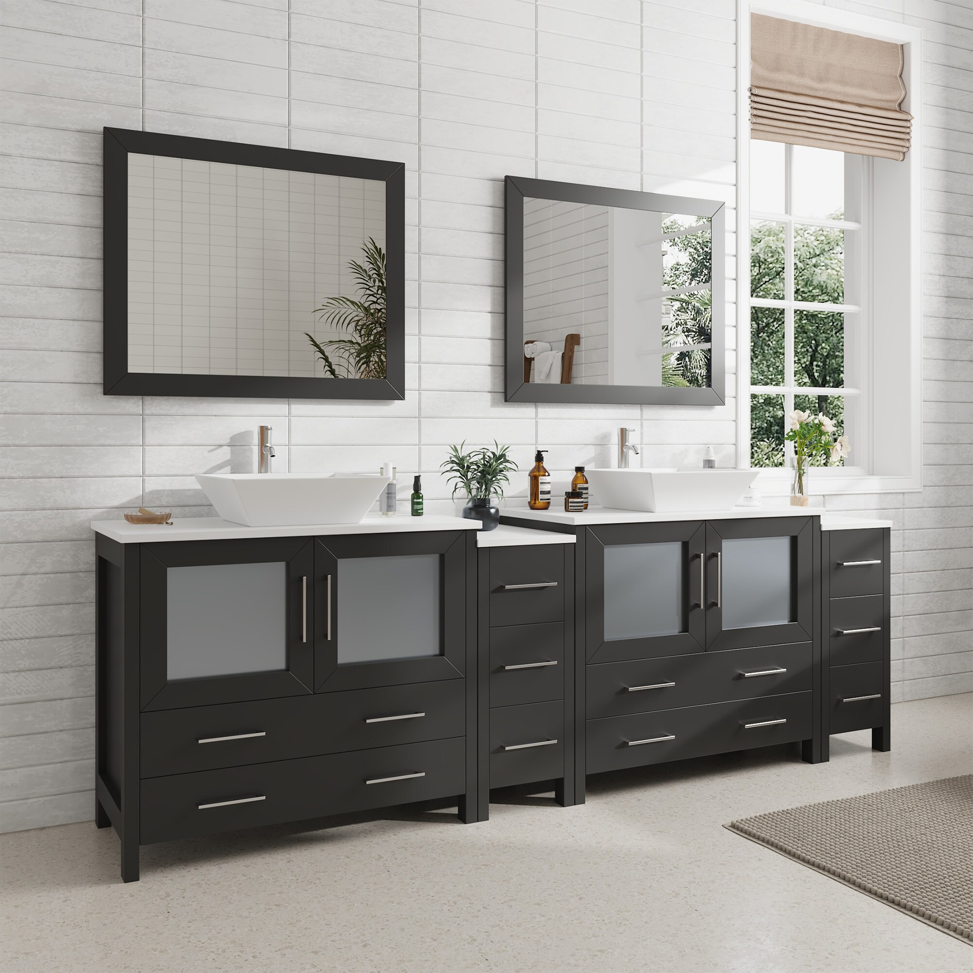 Vanity Art Ravenna 95-in Espresso Double Sink Bathroom Vanity with ...